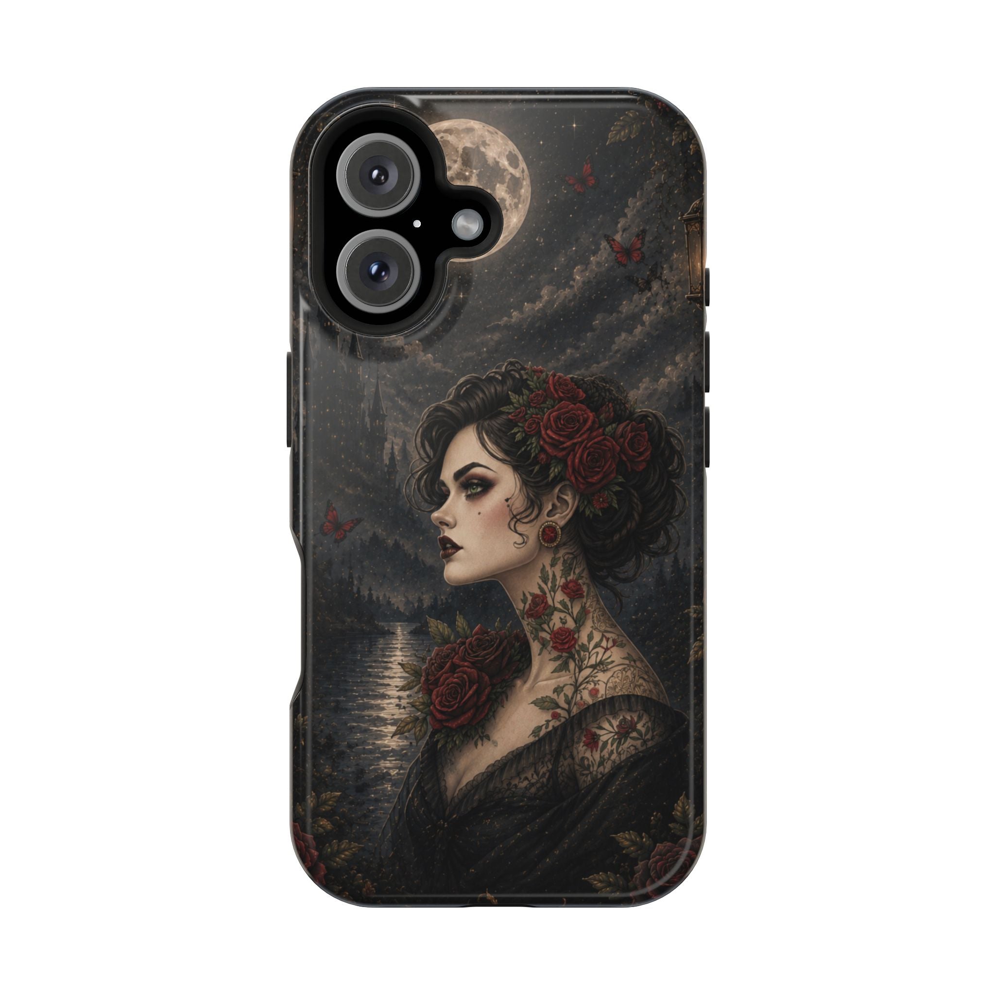 Gothic Rose Portrait Phone Case – Dark Romance MagSafe-Compatible Cover