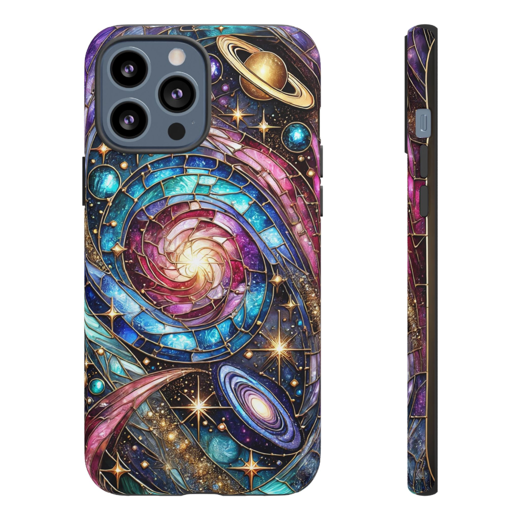 Stained Glass Celestial iPhone Case – Galaxy 3D Full-Wrap Protective Phone Cover
