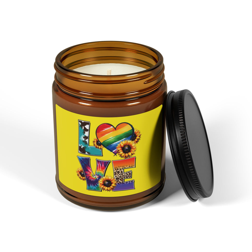 Colorful LGBTQ+ Rainbow Heart Love Scented Soy Candle, Wedding Anniversary Gift From Family, Inclusive Pride Statement Candle, Gay Grad Gift