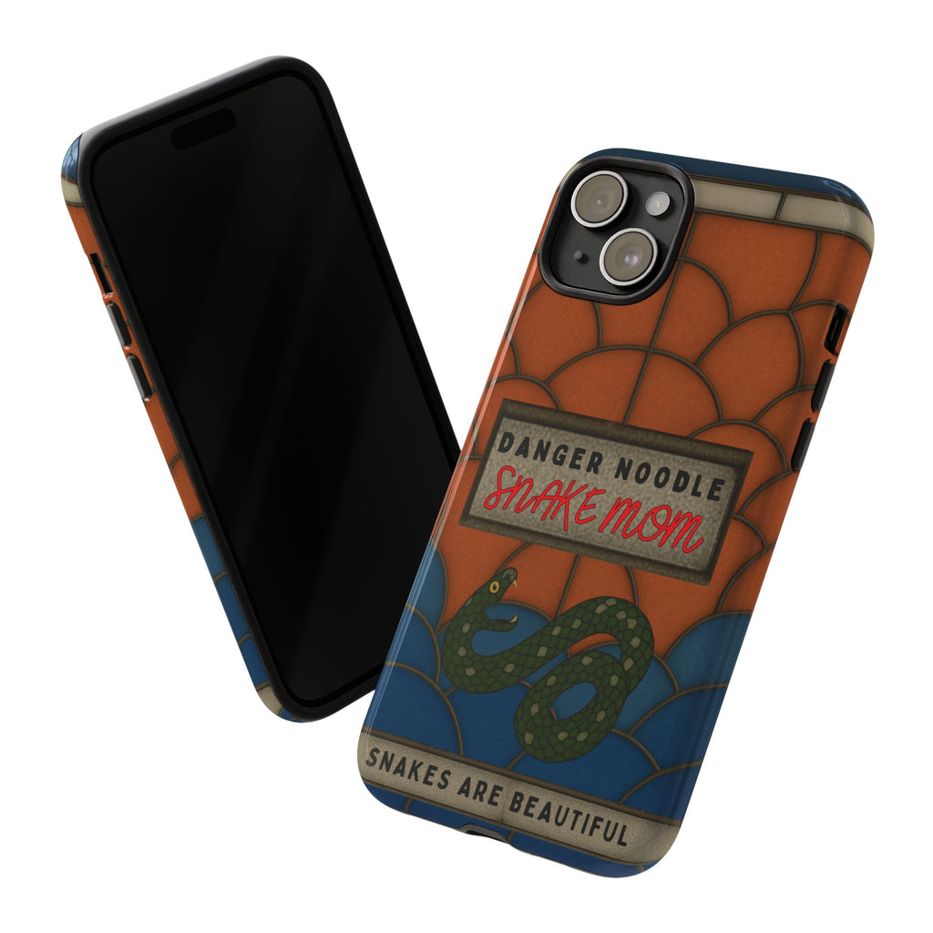 Danger Noodle Snake Mom Phone Case | Snakes Are Beautiful |Stained Glass Snake Art | Funny Snake Lover Gift |  Reptile Mom Phone Cover
