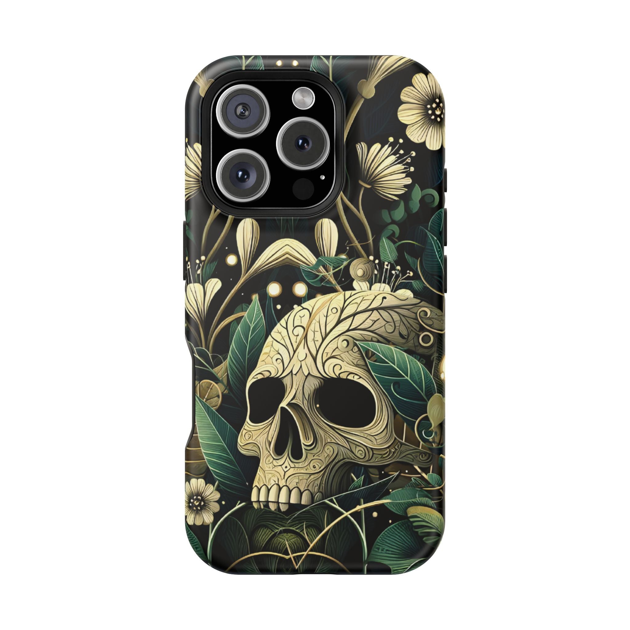 Floral Skull Phone Case – Botanical Gothic MagSafe-Compatible Cover