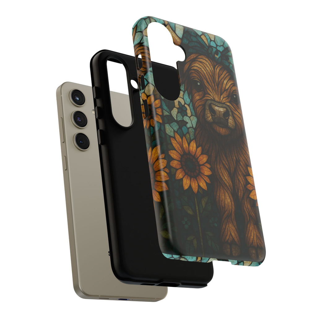 Stained Glass Baby Cow Phone Case – Sunflower Farmhouse Animal Design