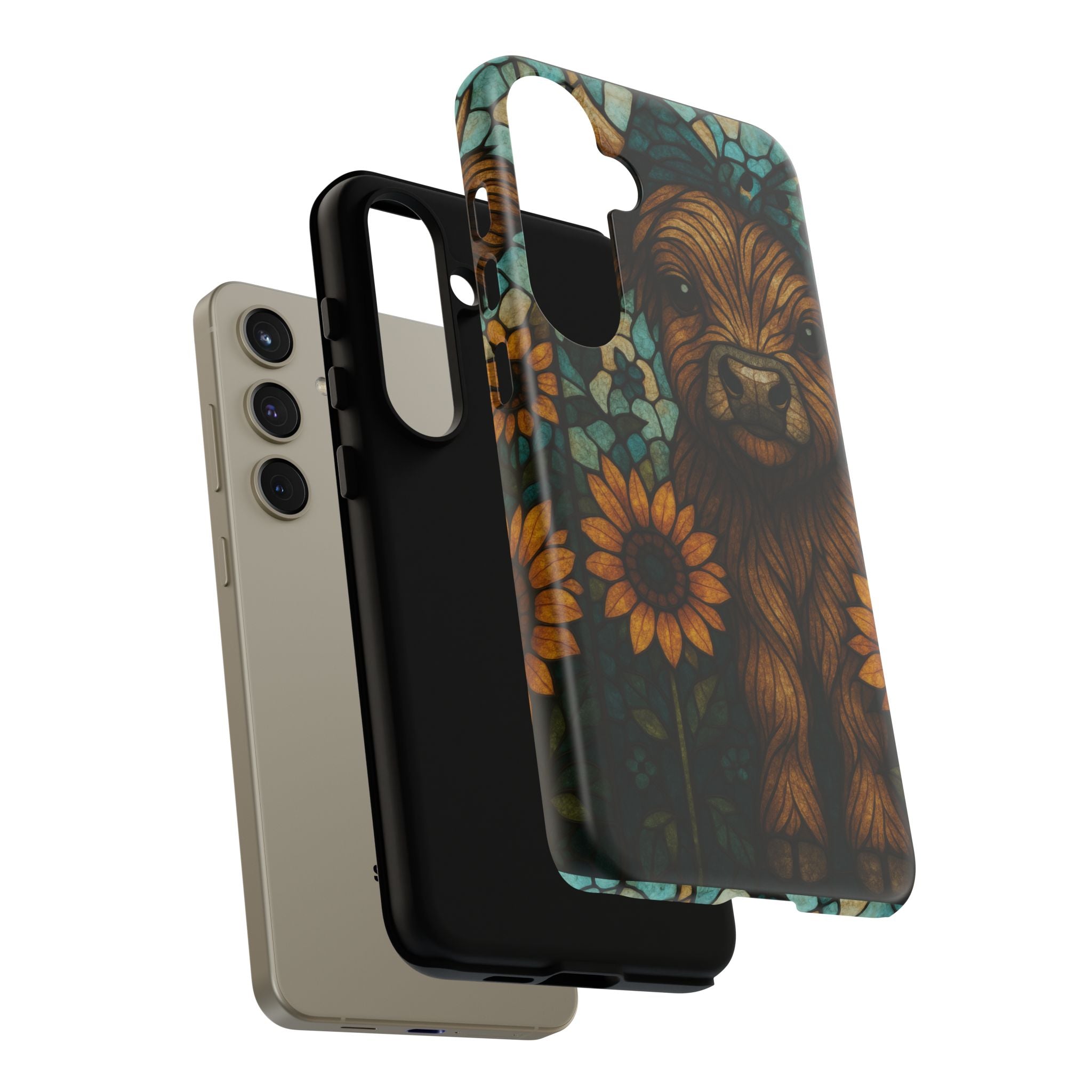 Stained Glass Baby Cow Phone Case – Sunflower Farmhouse Animal Design
