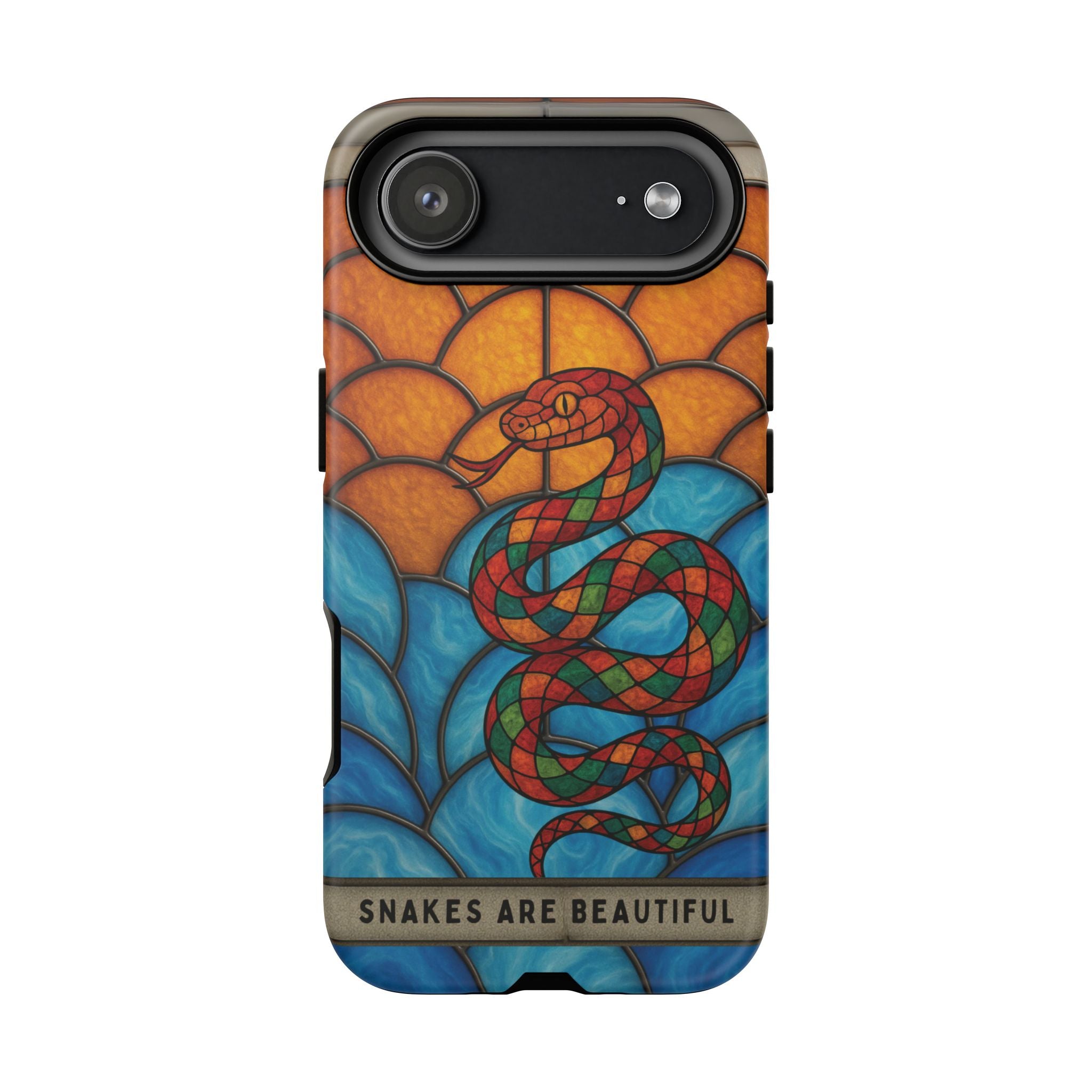 Snakes Are Beautiful Stained Glass Phone Case, Colorful Reptile Design Phone Cover, Nature Lovers Reptile Phone Case, Danger Noodle Case