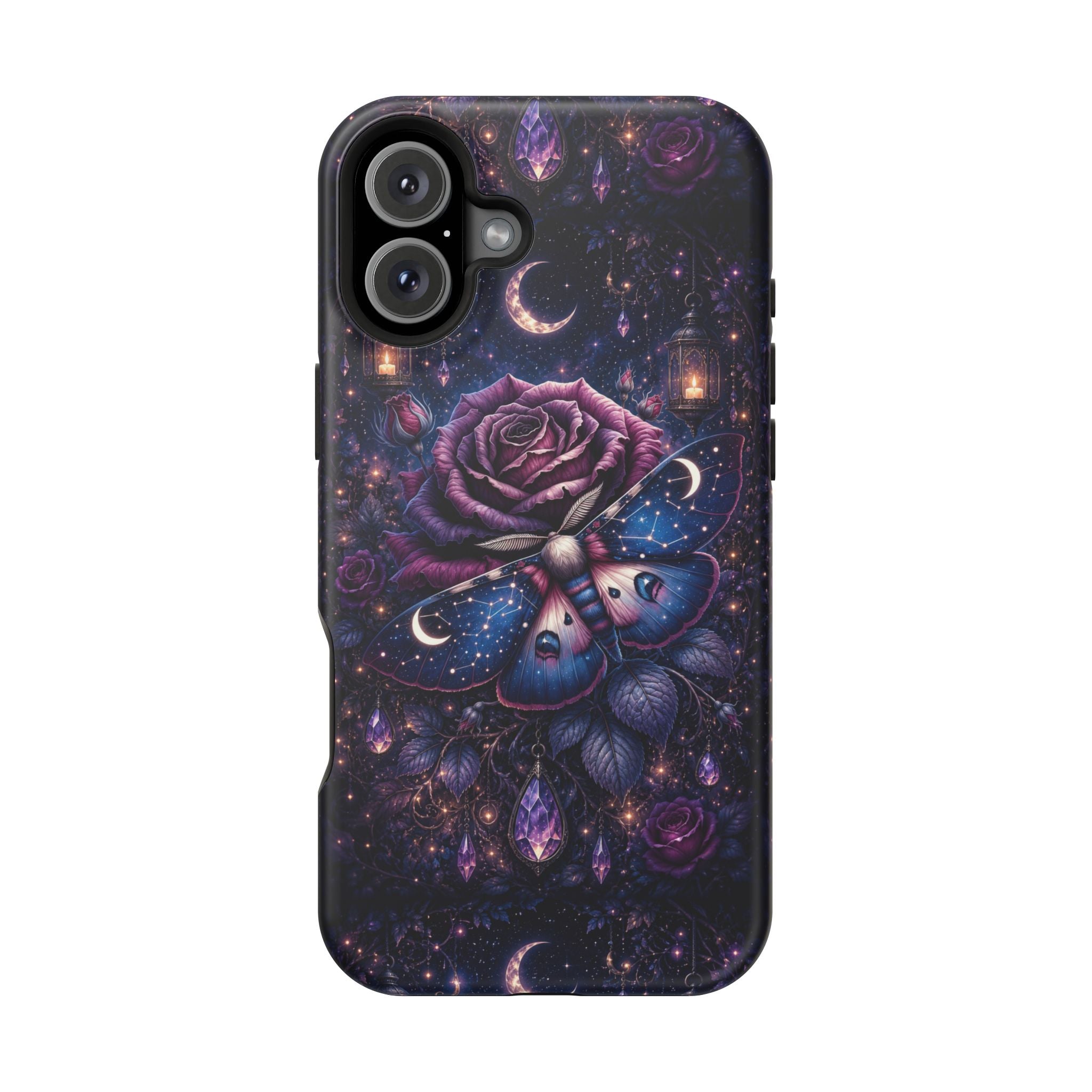 Mystical Rose & Moth Phone Case – Floral MagSafe-Compatible Cover