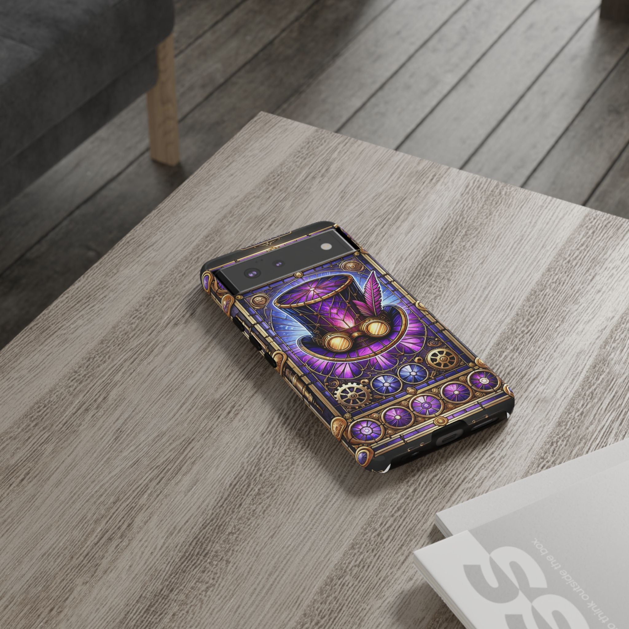 Stained Glass Steampunk Android Phone Case – 3D Full-Wrap Protective Cover with TPU Liner
