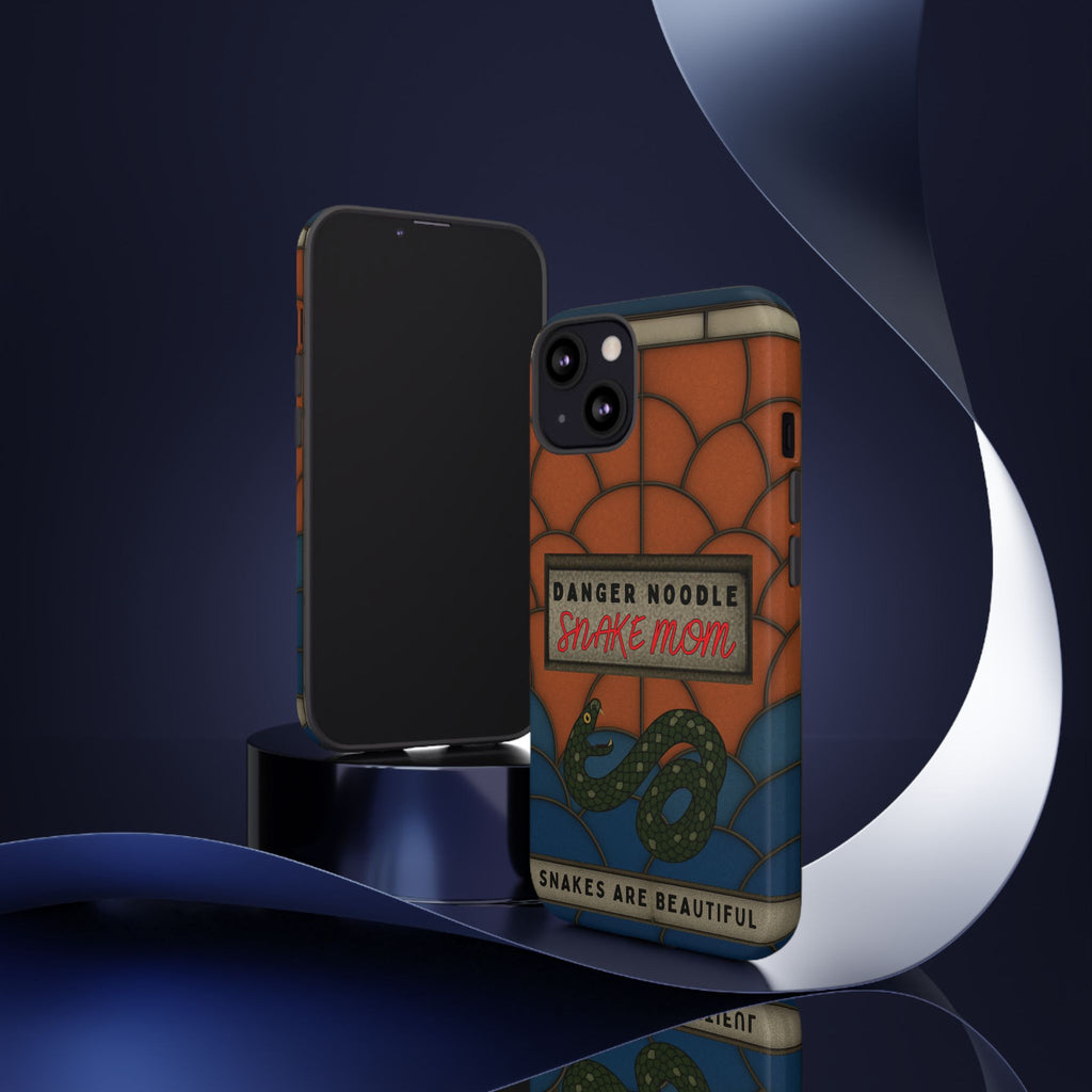 Danger Noodle Snake Mom Phone Case | Snakes Are Beautiful |Stained Glass Snake Art | Funny Snake Lover Gift |  Reptile Mom Phone Cover