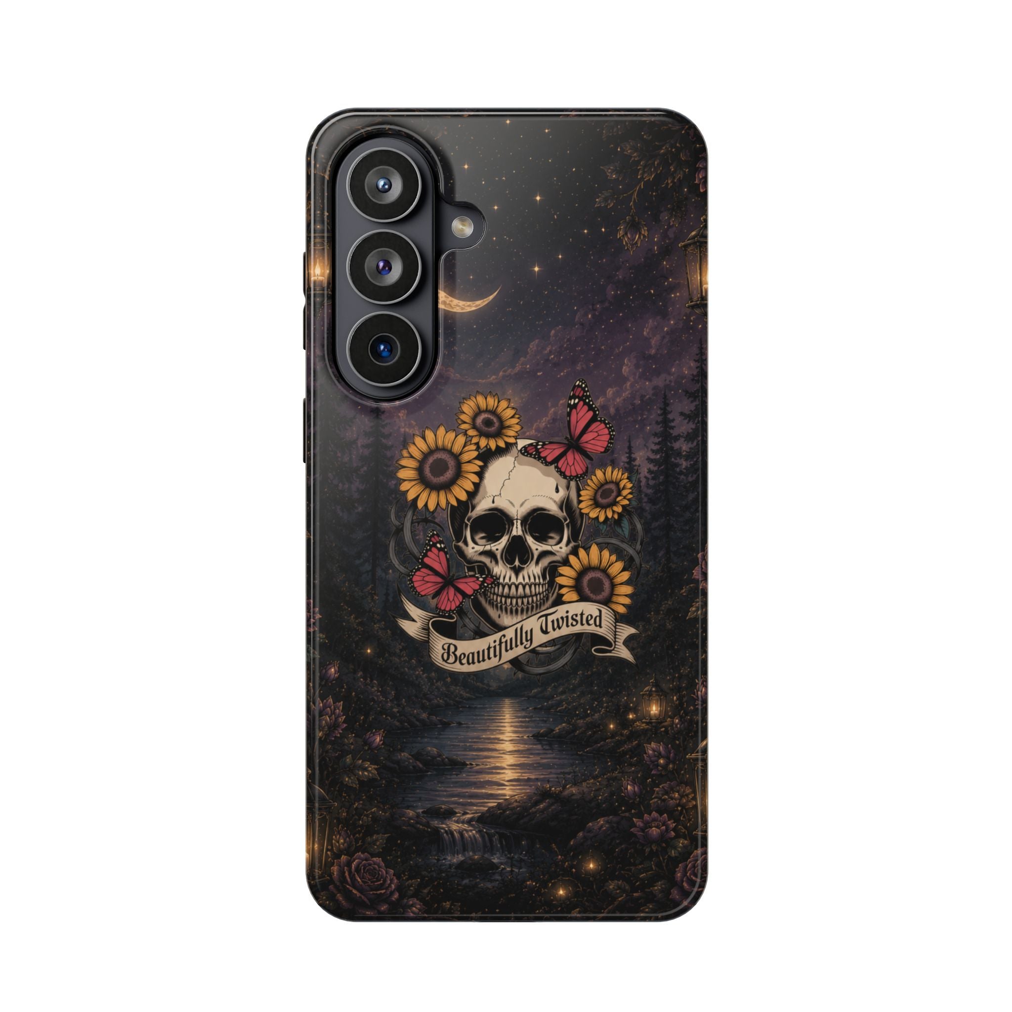 Skull, Sunflowers & Butterflies Phone Case – "Beautifully Twisted" MagSafe Cover