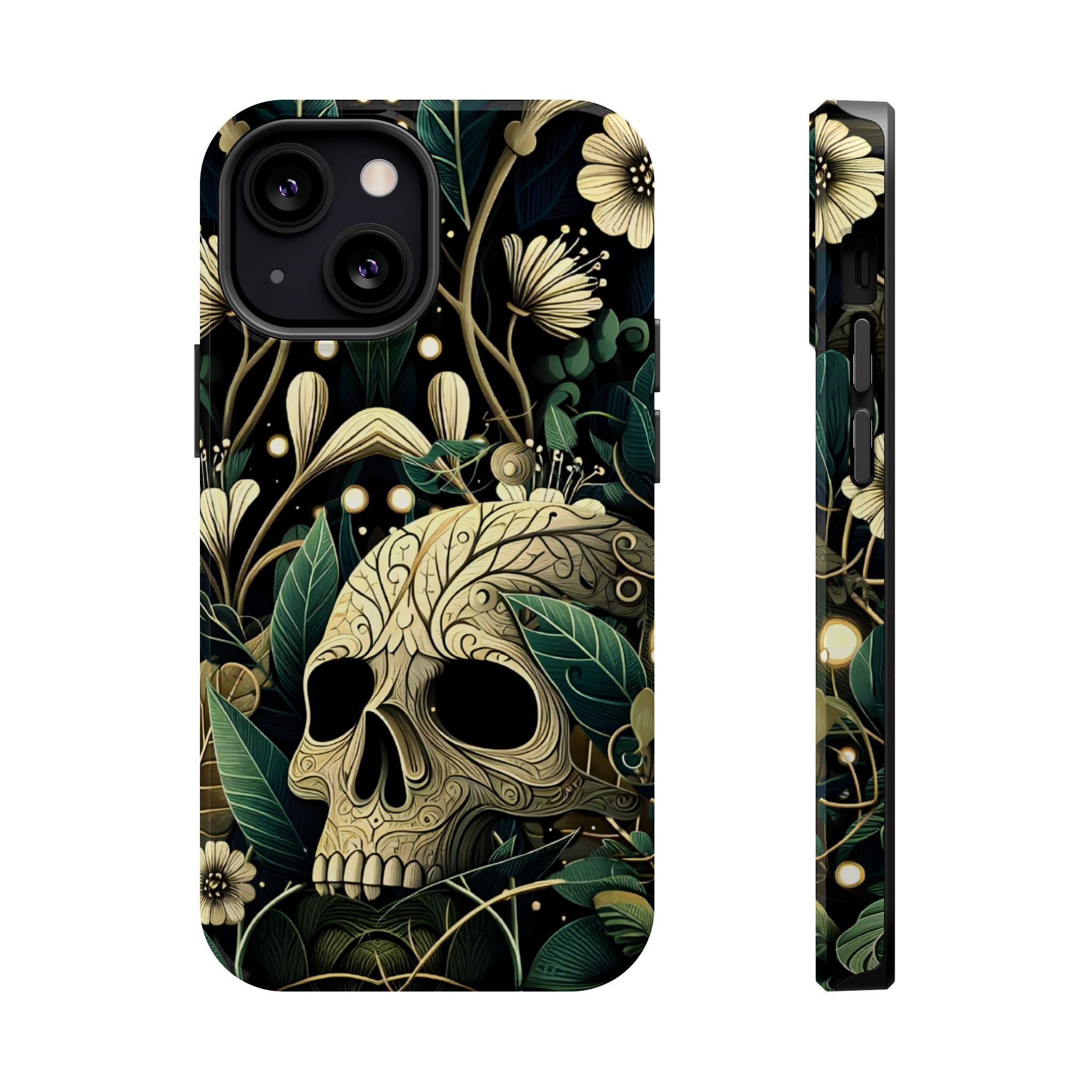 Floral Skull Phone Case – Botanical Gothic MagSafe-Compatible Cover