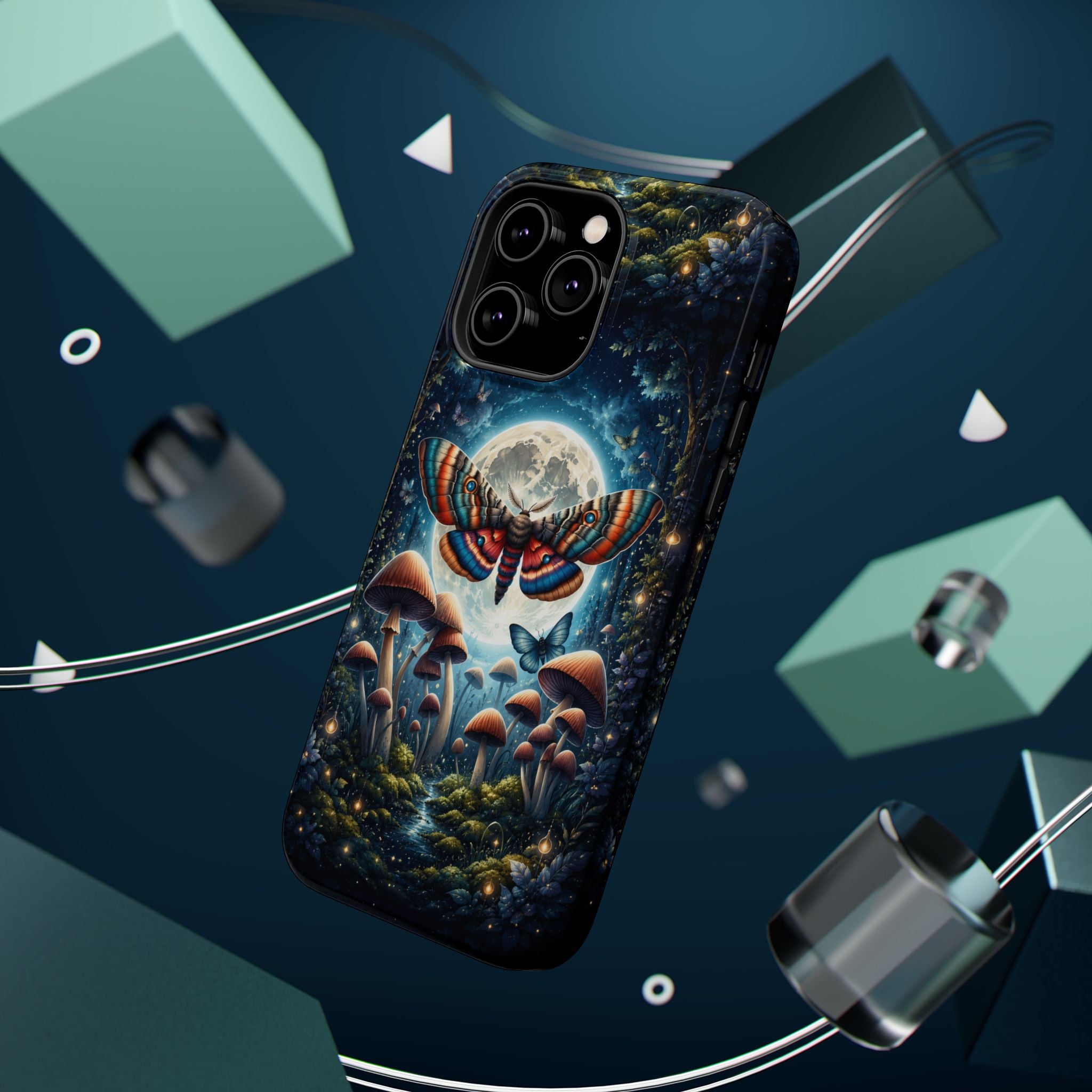 Mystic Moth Moon Phone Case – Whimsical MagSafe-Compatible Cover