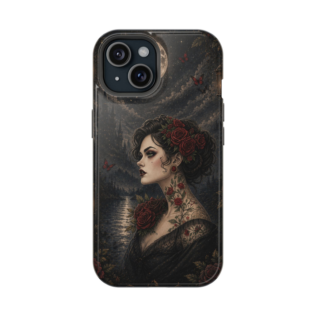 Gothic Rose Portrait Phone Case – Dark Romance MagSafe-Compatible Cover