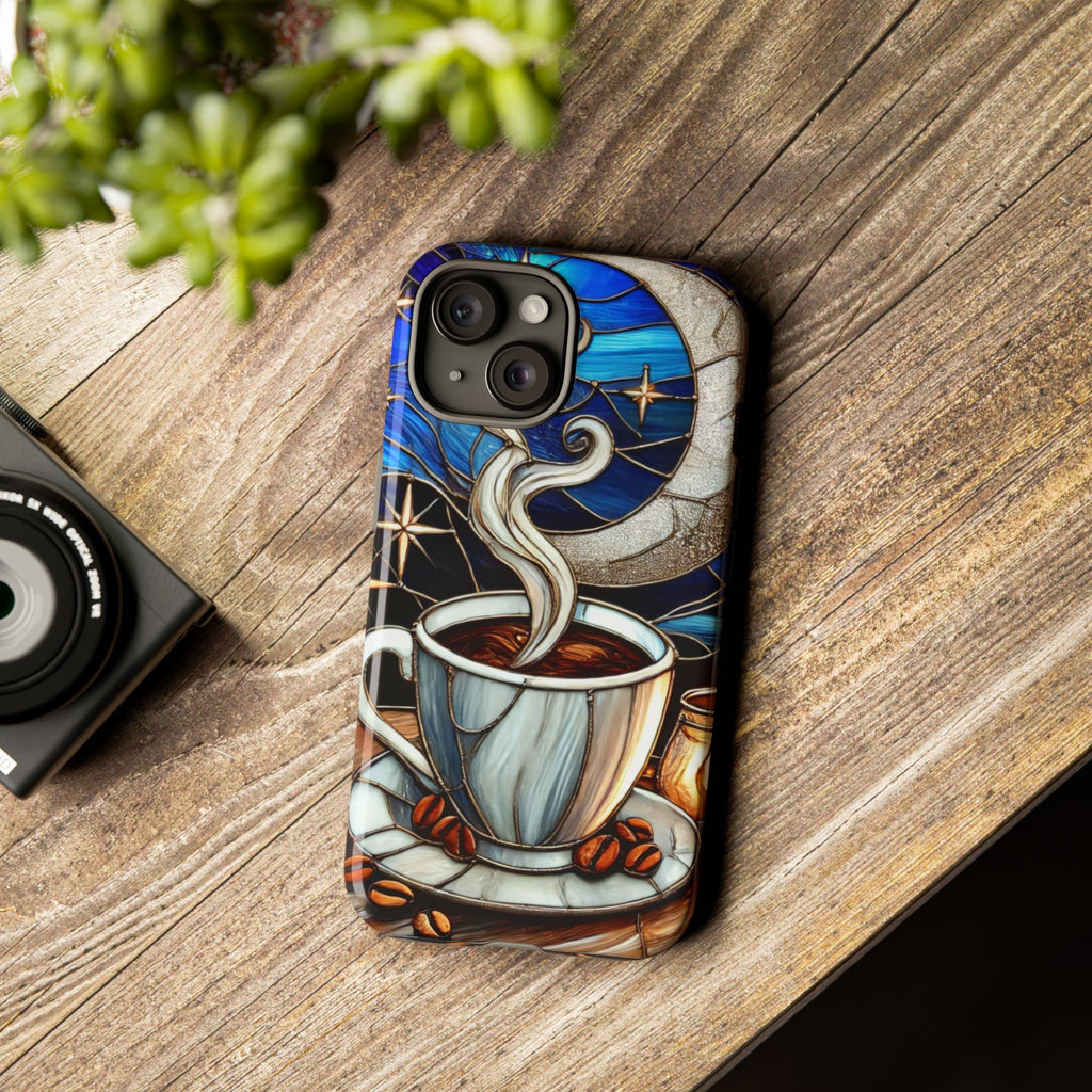 Stained Glass Coffee Phone Case – Cozy Artistic Design for Coffee Lovers