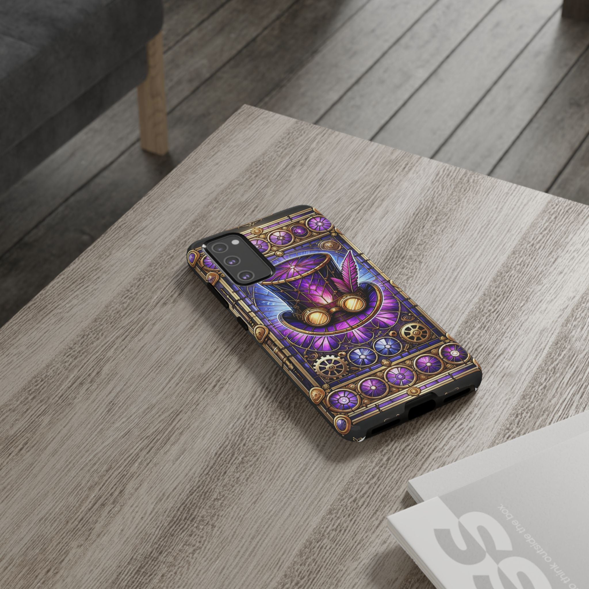 Stained Glass Steampunk Android Phone Case – 3D Full-Wrap Protective Cover with TPU Liner