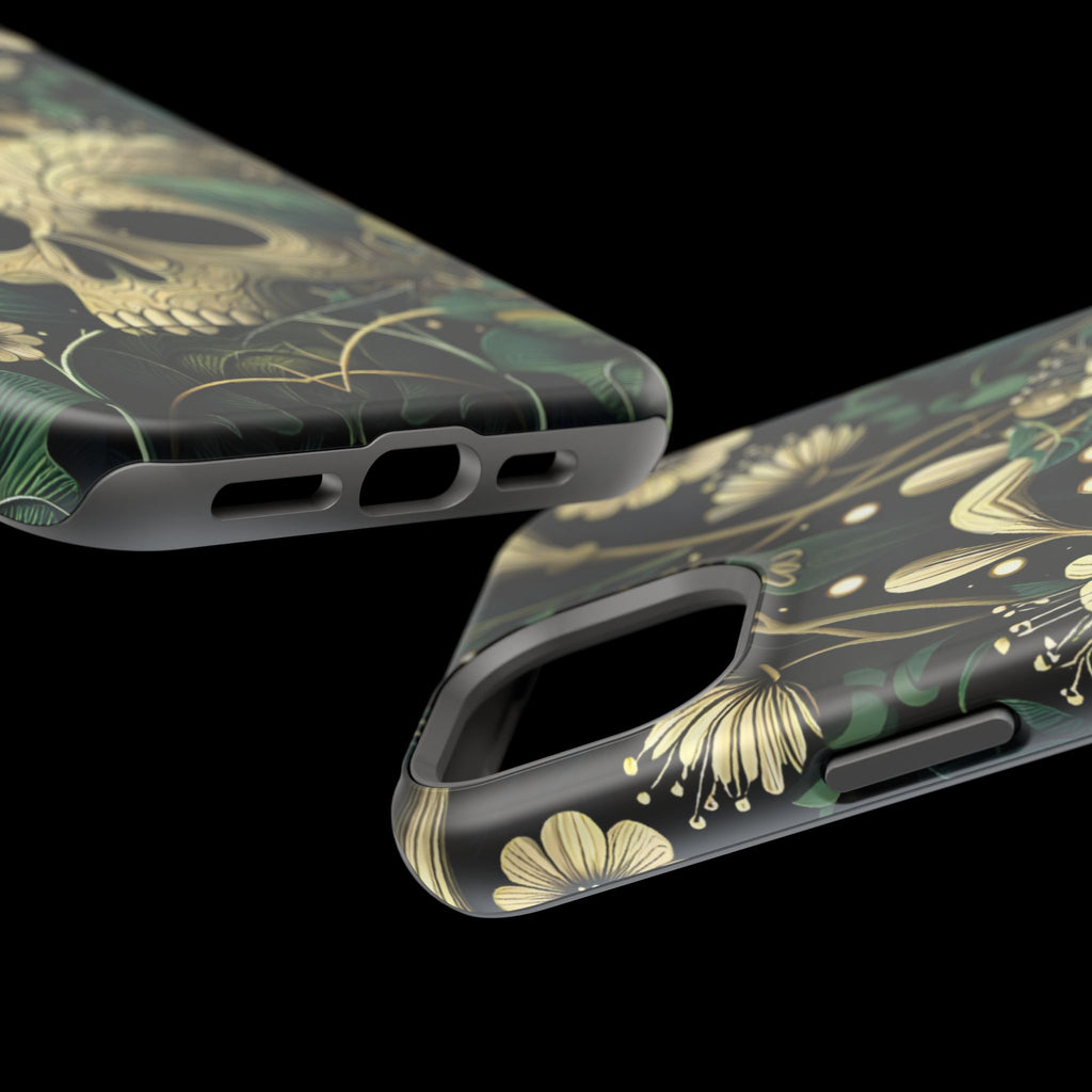 Floral Skull Phone Case – Botanical Gothic MagSafe-Compatible Cover