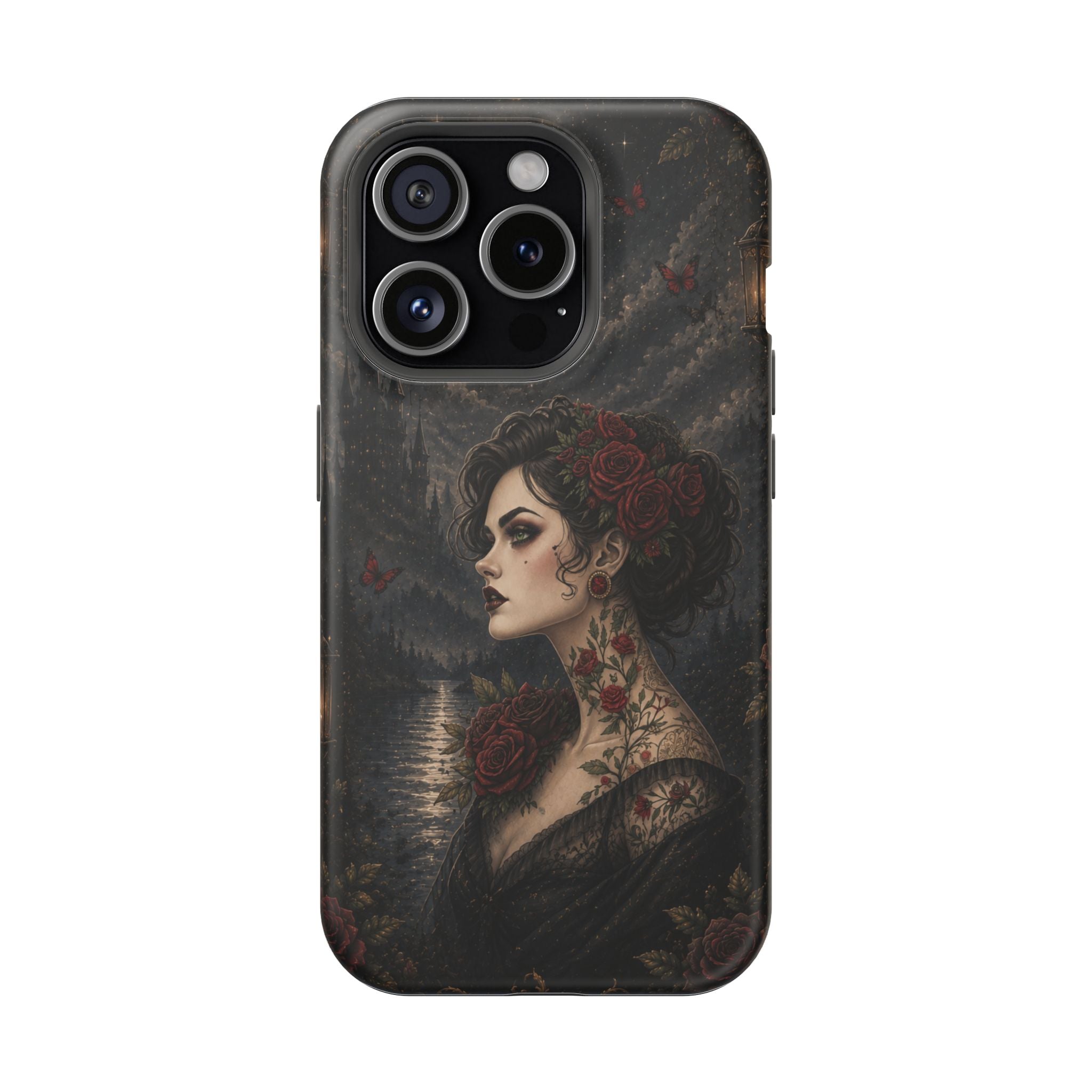 Gothic Rose Portrait Phone Case – Dark Romance MagSafe-Compatible Cover