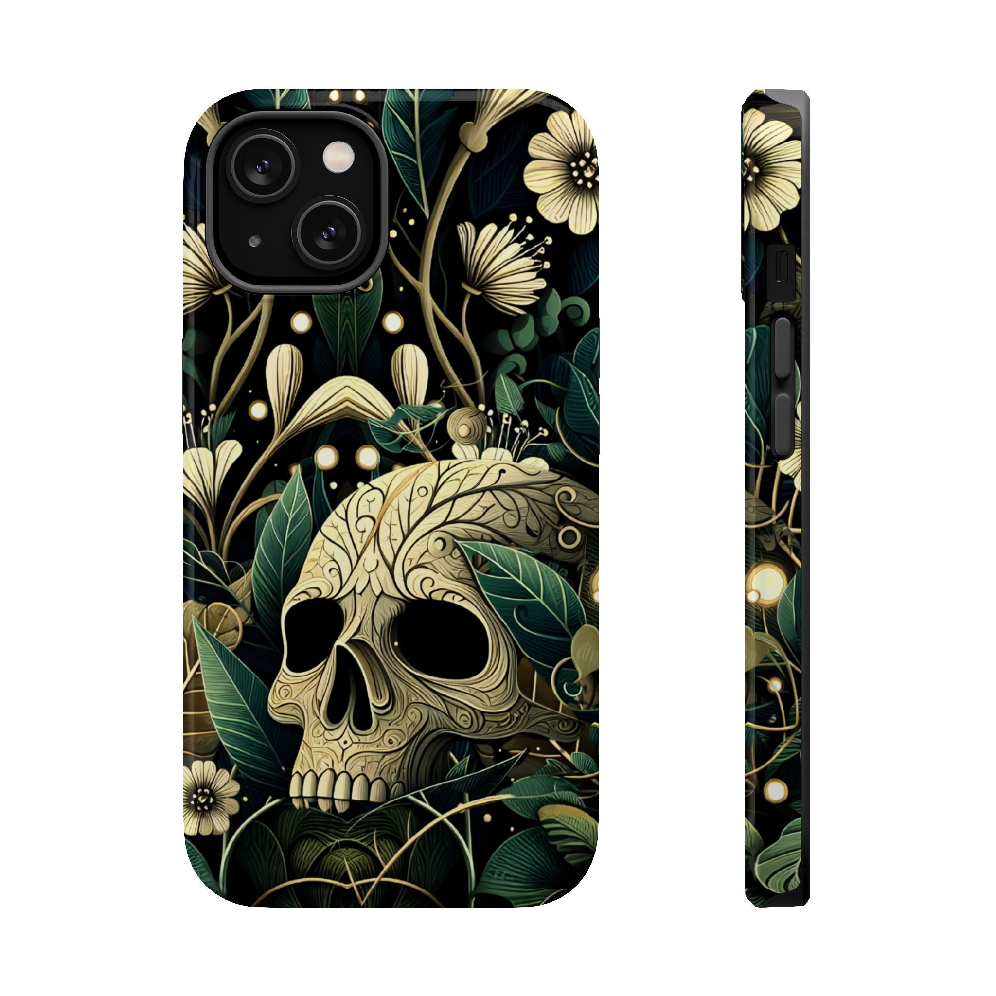 Floral Skull Phone Case – Botanical Gothic MagSafe-Compatible Cover