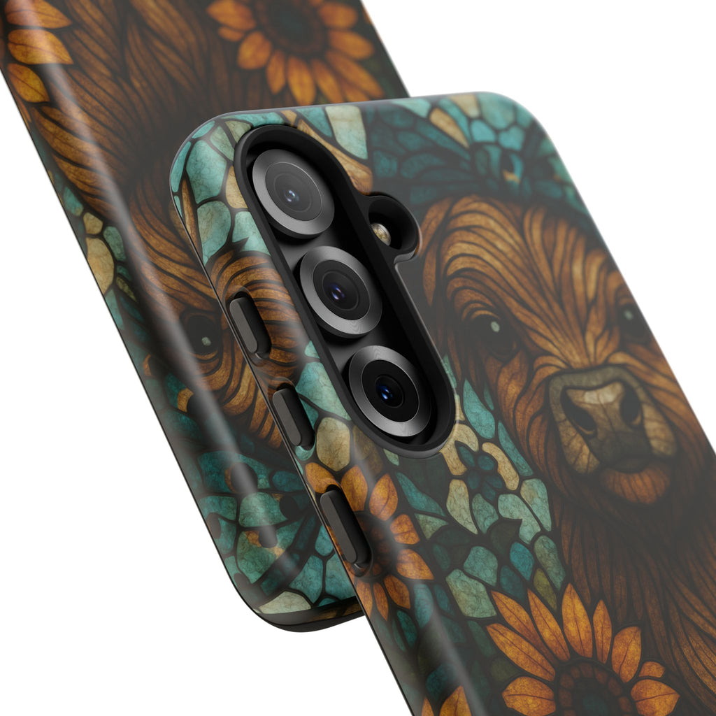 Stained Glass Baby Cow Phone Case – Sunflower Farmhouse Animal Design