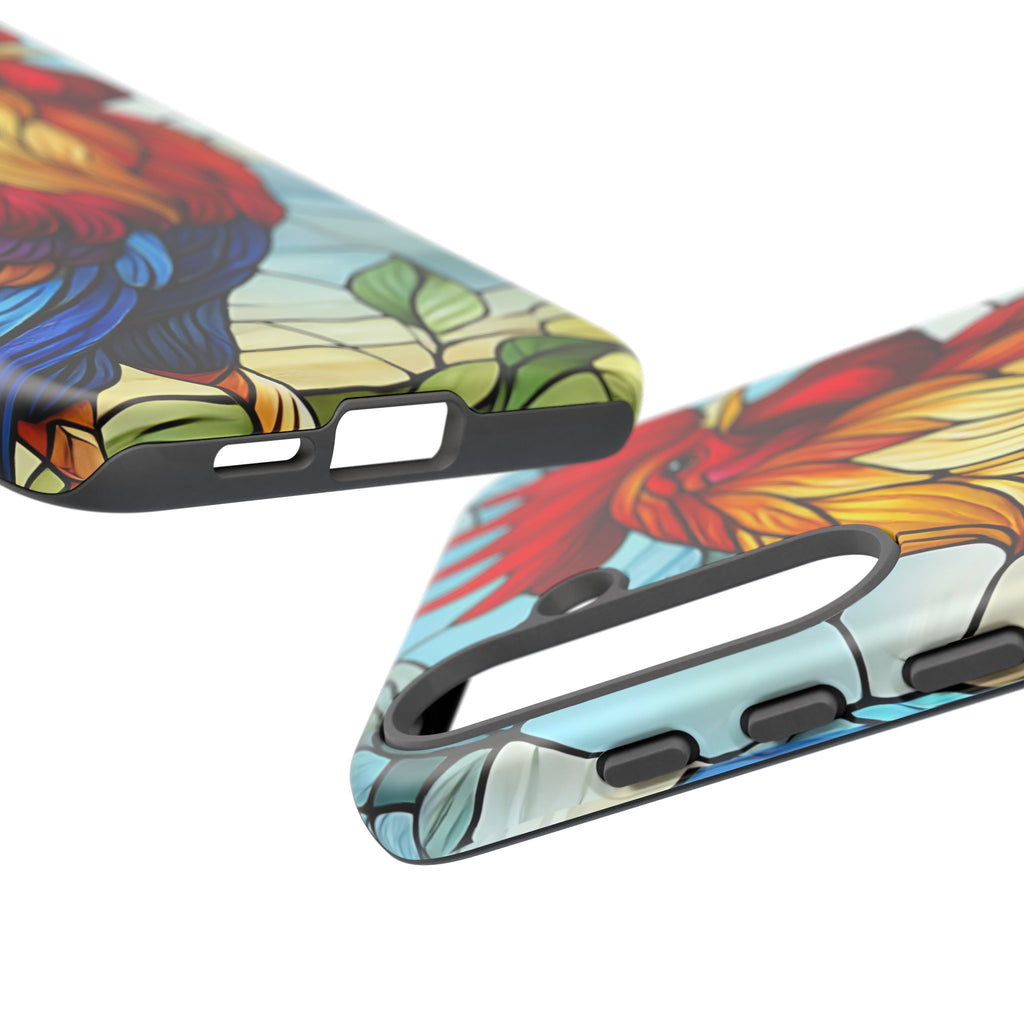 Rooster Faux Stained Glass Phone Case – 3D Full-Wrap Protective Cover with TPU Liner