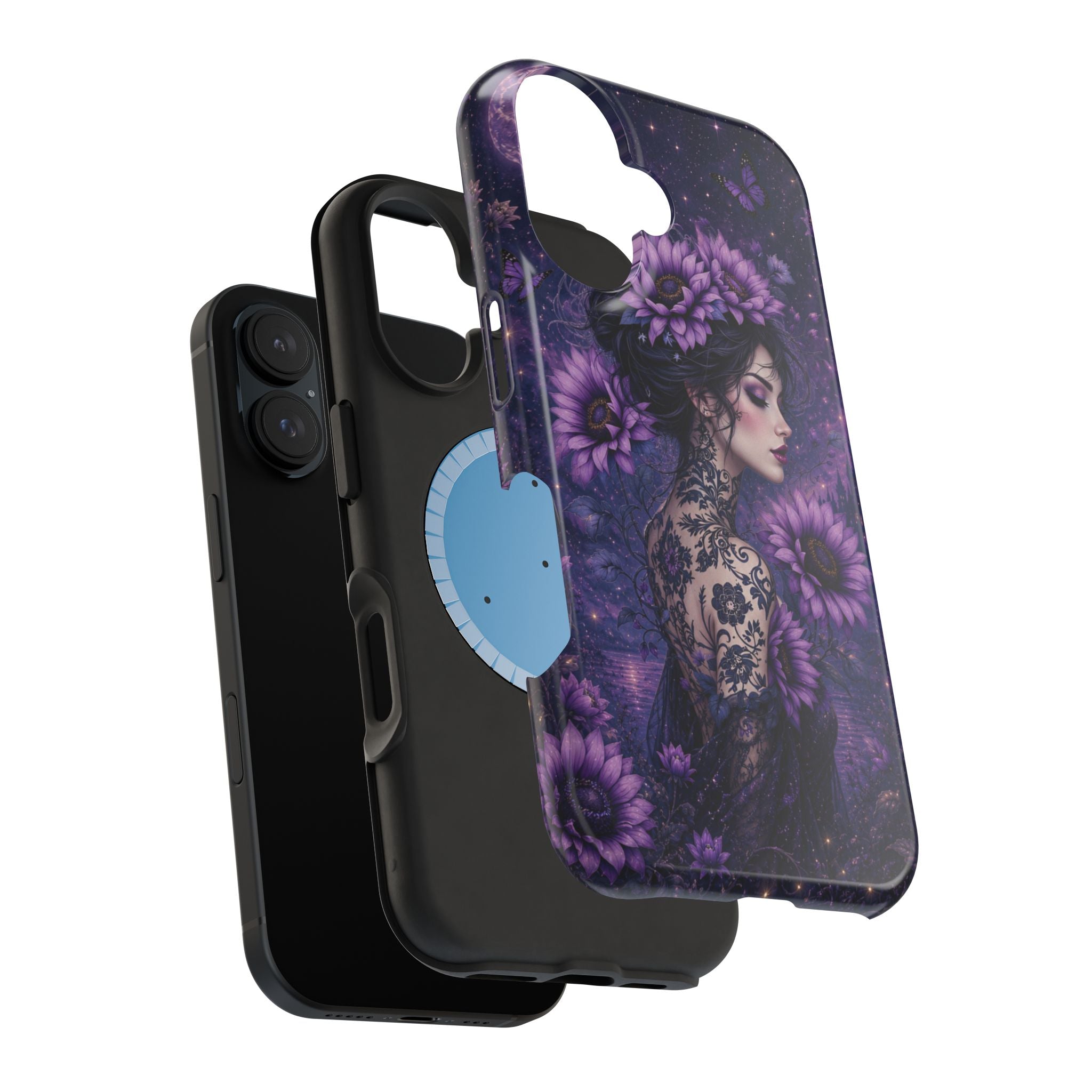 Gothic Floral Woman Phone Case – Dark Botanical MagSafe-Compatible Cover