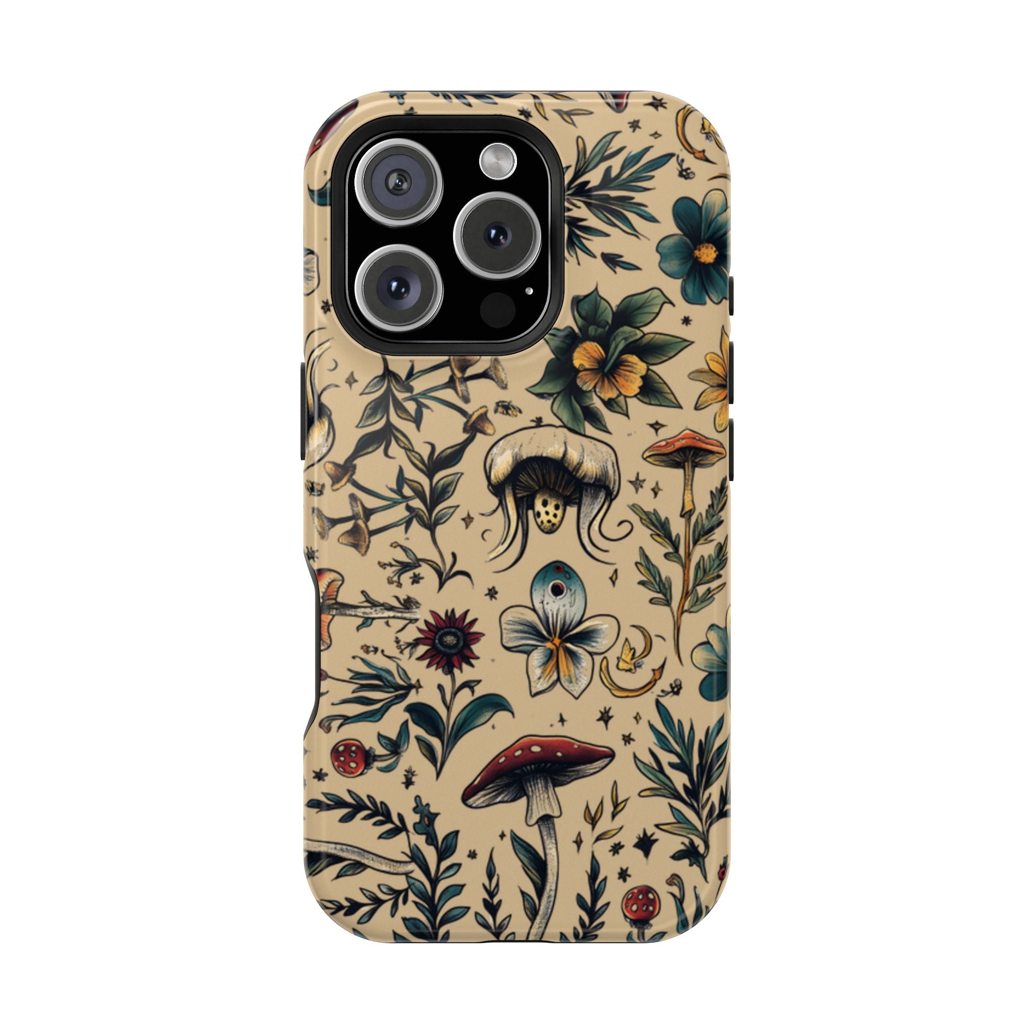Vintage Botanical Mushroom Phone Case – MagSafe-Compatible Cover