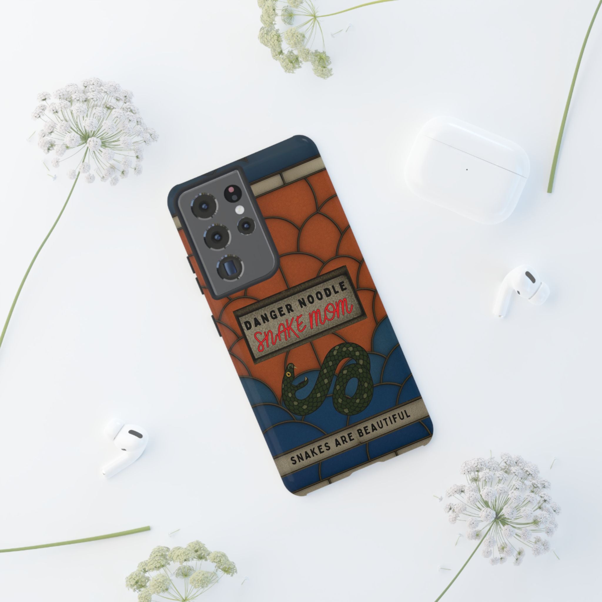 Danger Noodle Snake Mom Phone Case | Snakes Are Beautiful |Stained Glass Snake Art | Funny Snake Lover Gift |  Reptile Mom Phone Cover