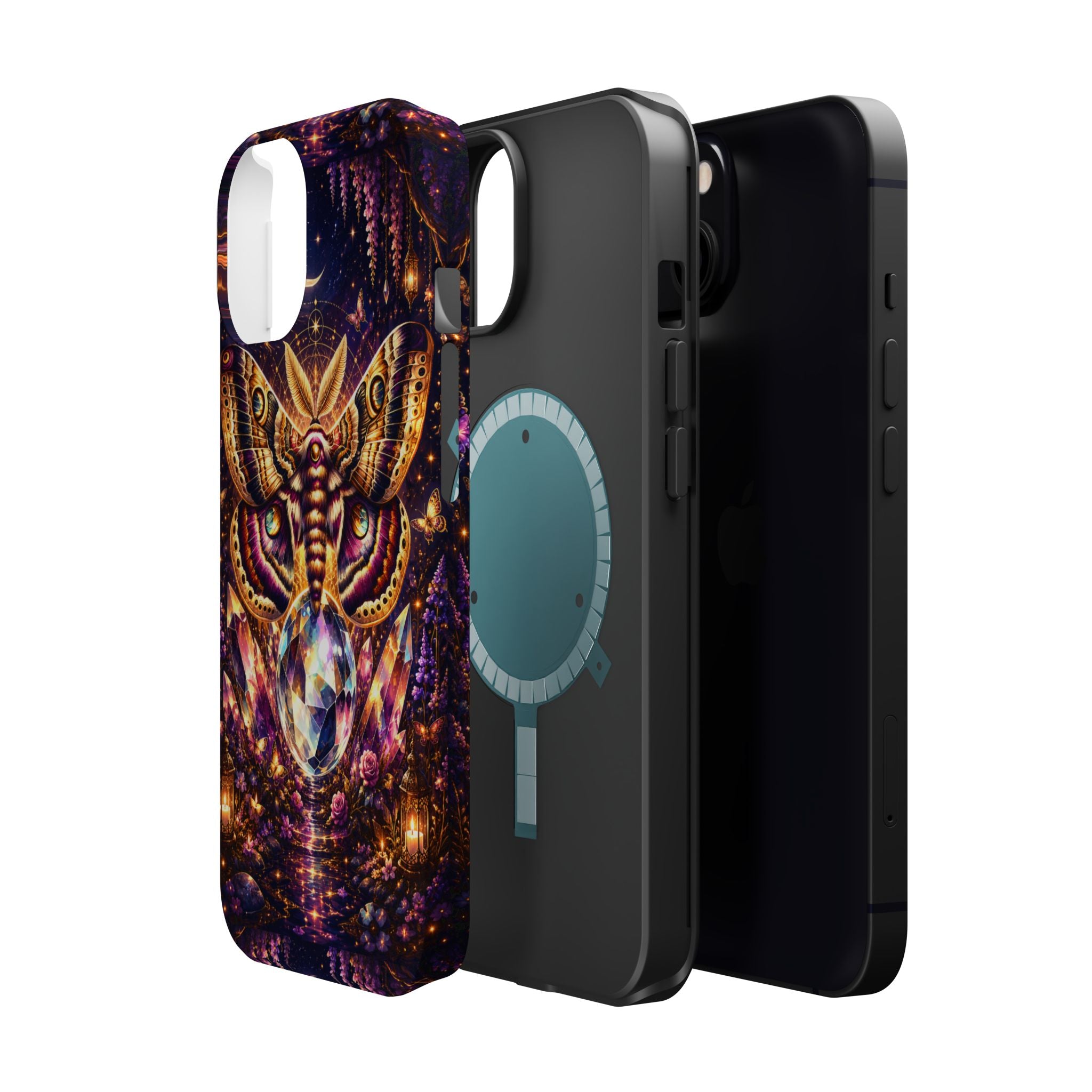 Mystic Moth Crystal Phone Case – Jewel-Toned MagSafe-Compatible Cover