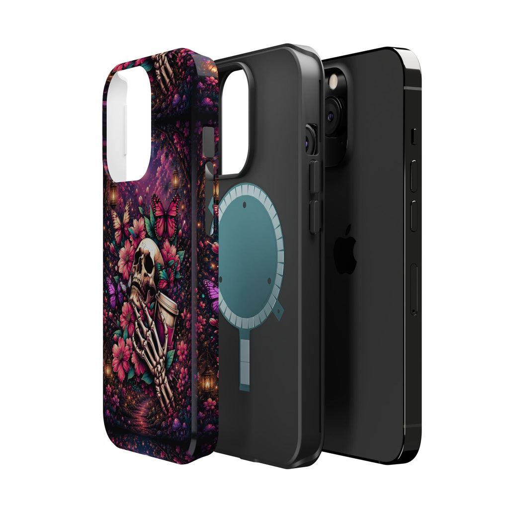 Skull & Butterflies Phone Case – Gothic Floral MagSafe-Compatible Case
