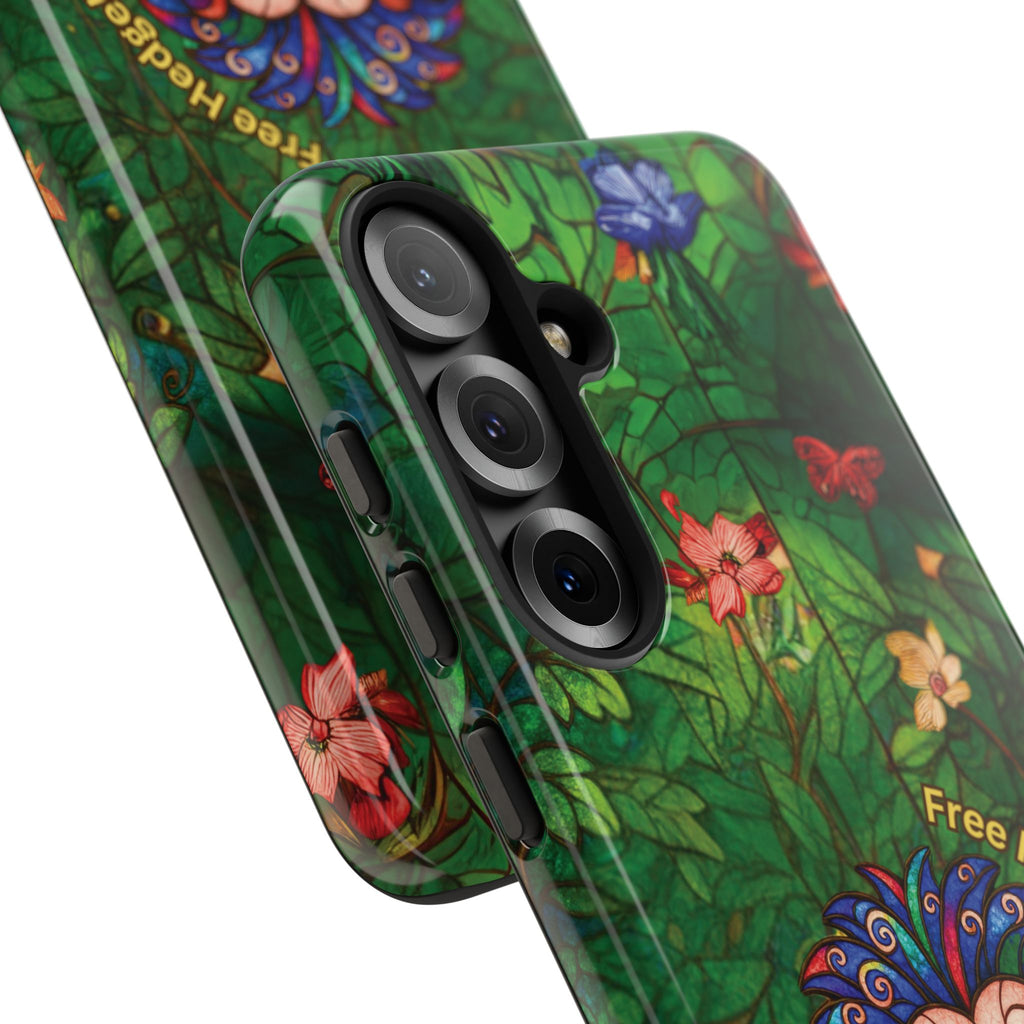 Stained Glass Hedgehog Phone Case – "Free Hedgehugs" Floral Design