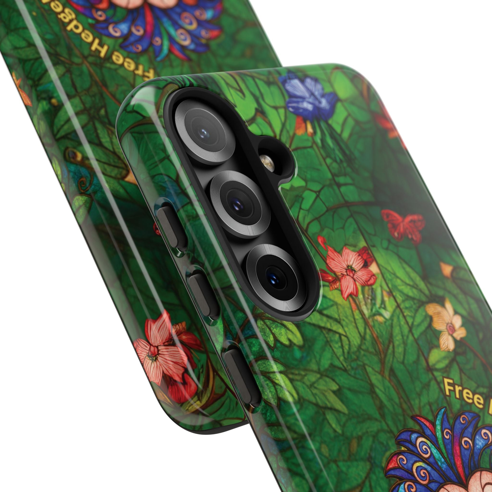Stained Glass Hedgehog Phone Case – "Free Hedgehugs" Floral Design