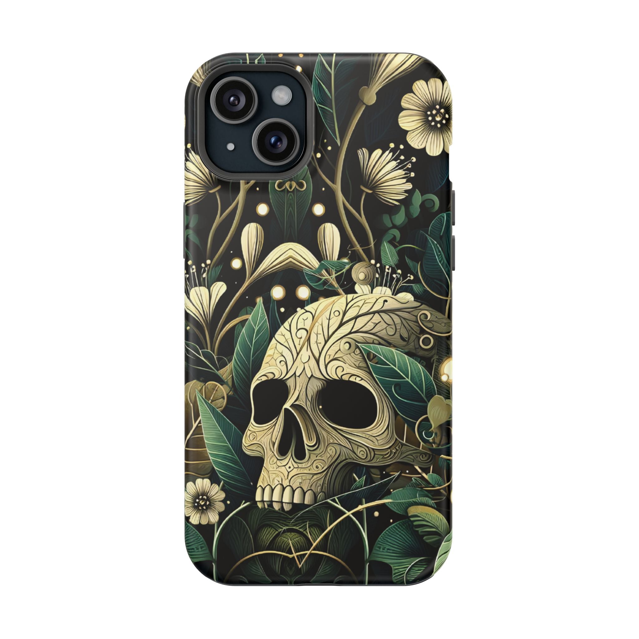 Floral Skull Phone Case – Botanical Gothic MagSafe-Compatible Cover