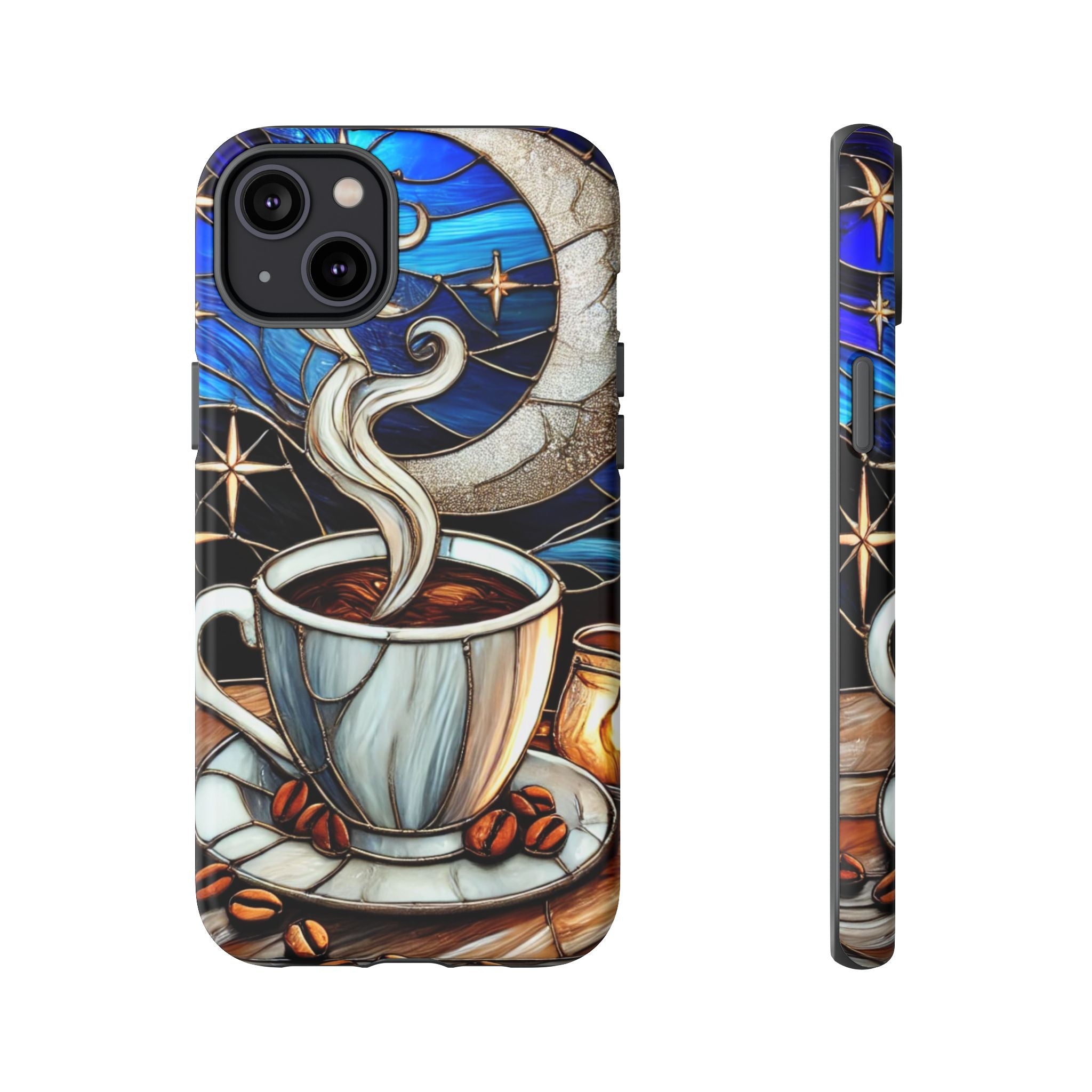 Stained Glass Coffee Phone Case – Cozy Artistic Design for Coffee Lovers