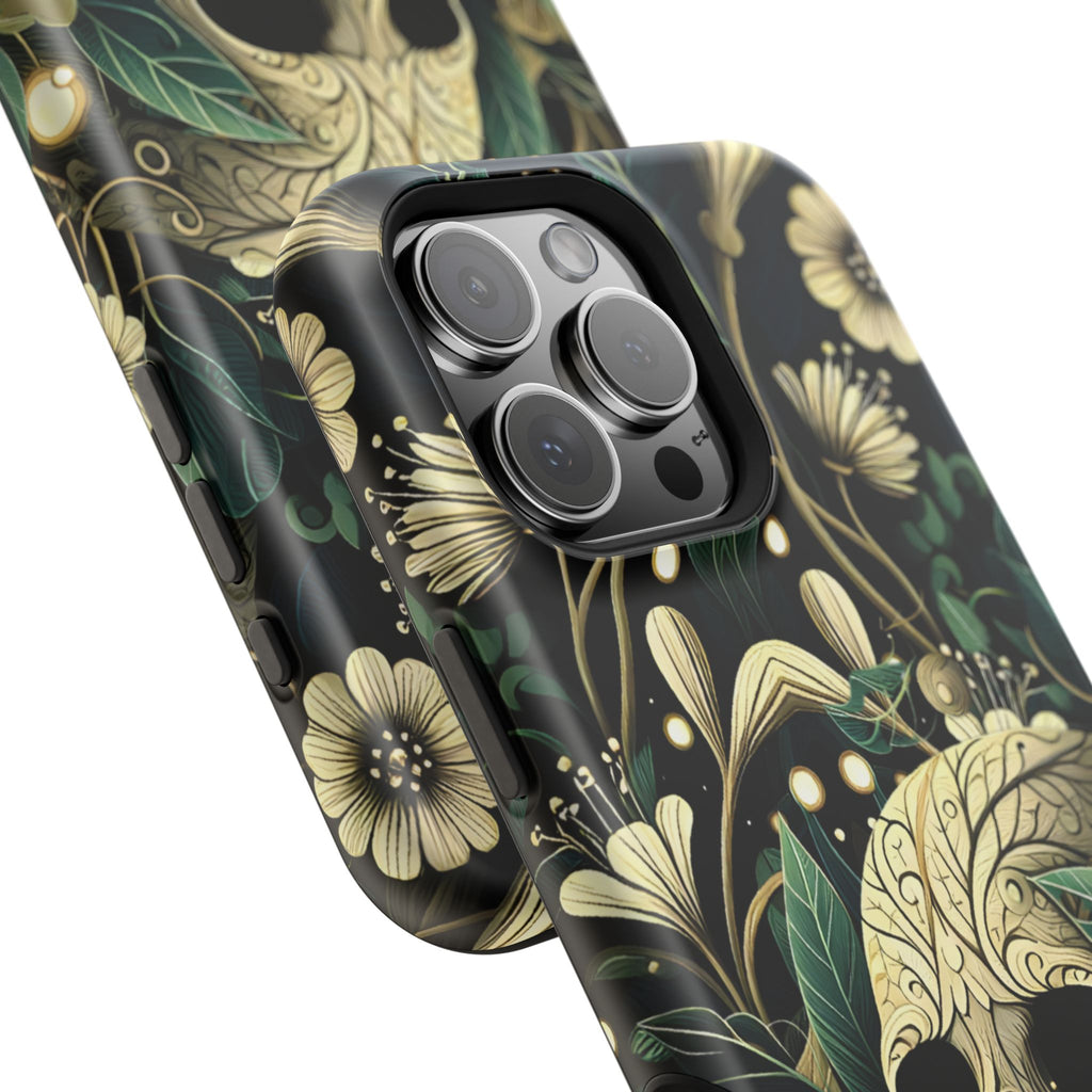 Floral Skull Phone Case – Botanical Gothic MagSafe-Compatible Cover