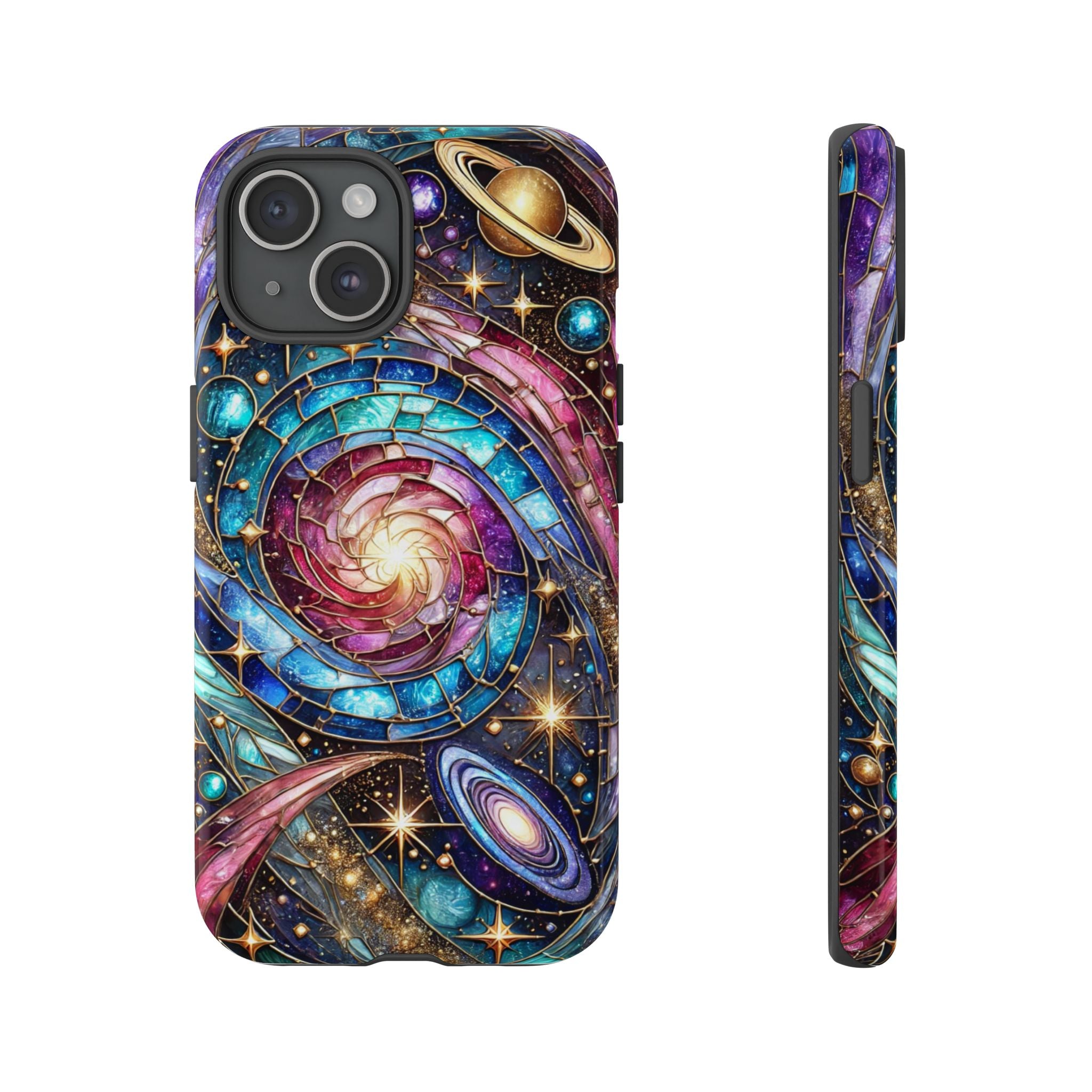 Galaxy Swirl Stained Glass Phone Case – Cosmic Celestial Cover