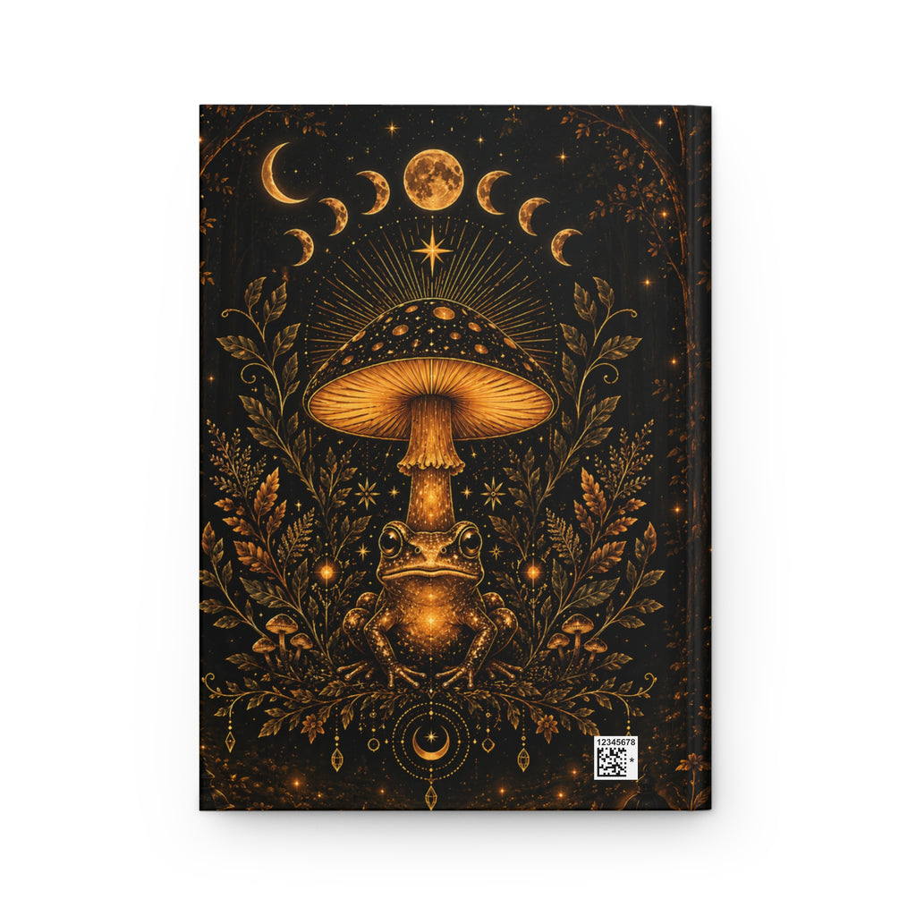 Personalized Frog & Mushroom Journal — Whimsical Night Forest Hardcover Notebook | Custom Name, Lined Pages, Cottagecore Gift