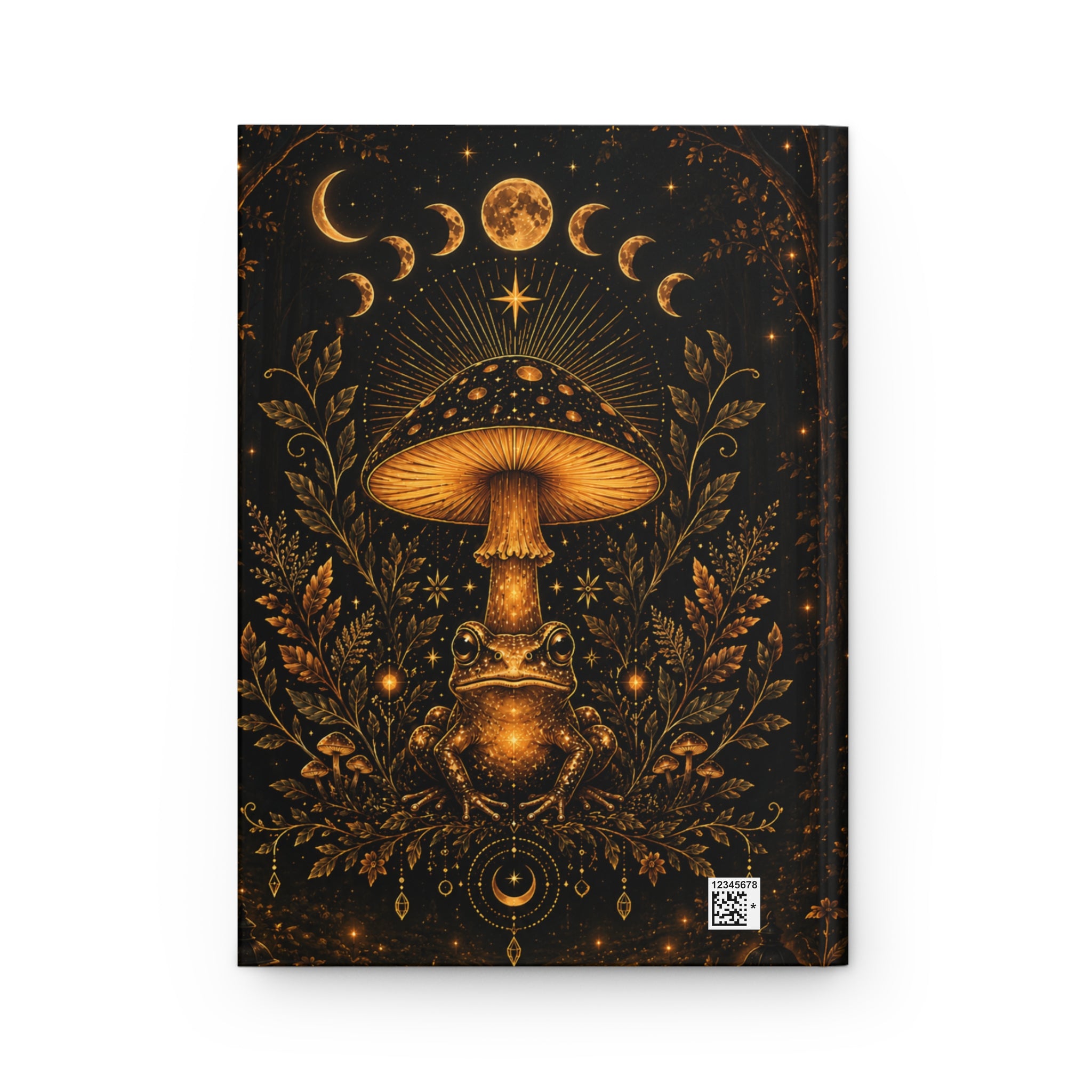 Personalized Frog & Mushroom Journal — Whimsical Night Forest Hardcover Notebook | Custom Name, Lined Pages, Cottagecore Gift