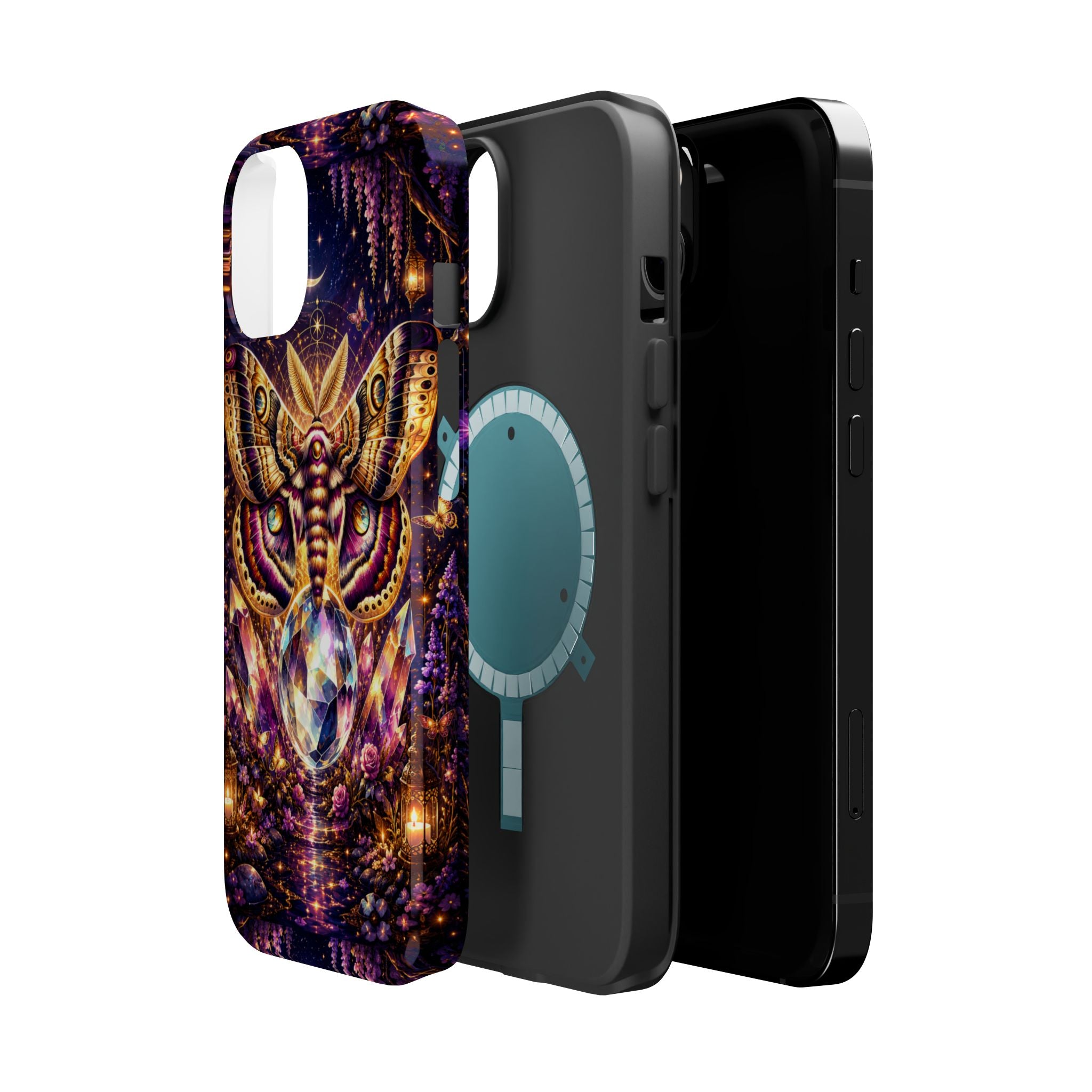 Mystic Moth Crystal Phone Case – Jewel-Toned MagSafe-Compatible Cover