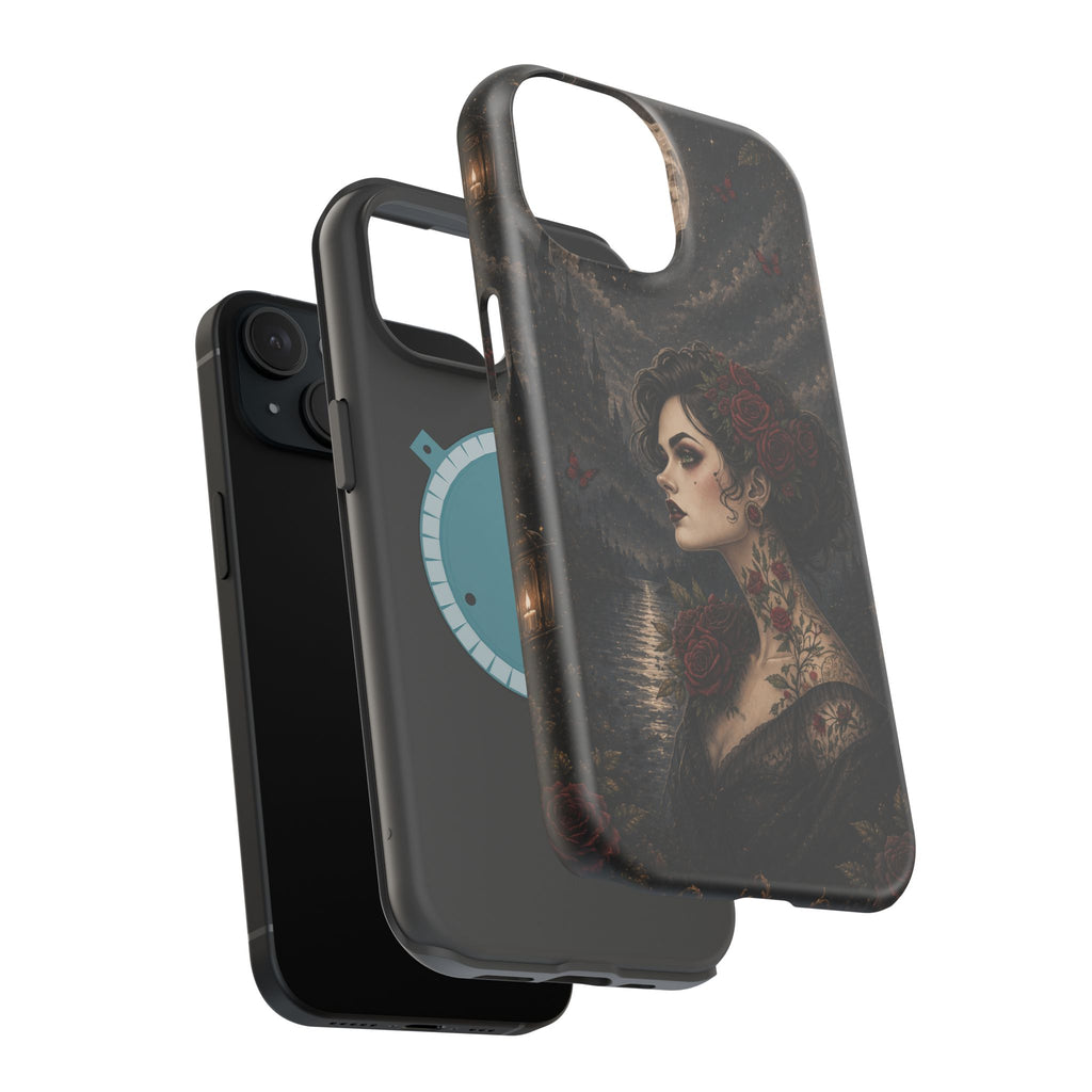 Gothic Rose Portrait Phone Case – Dark Romance MagSafe-Compatible Cover