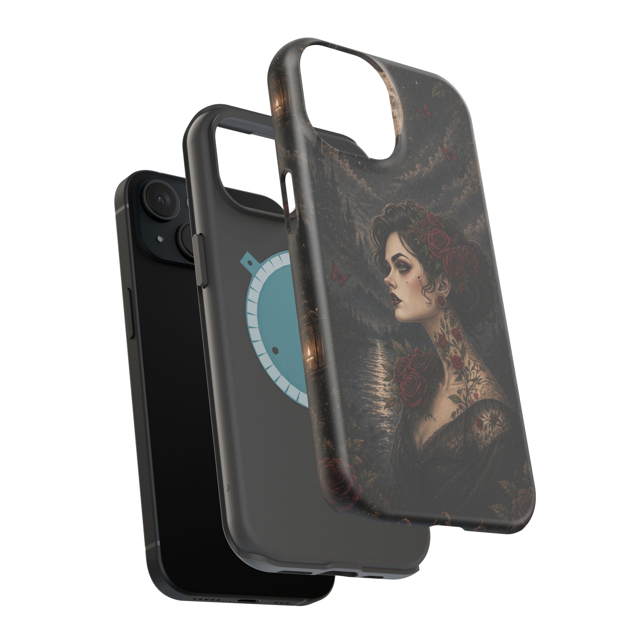 Gothic Rose Portrait Phone Case – Dark Romance MagSafe-Compatible Cover