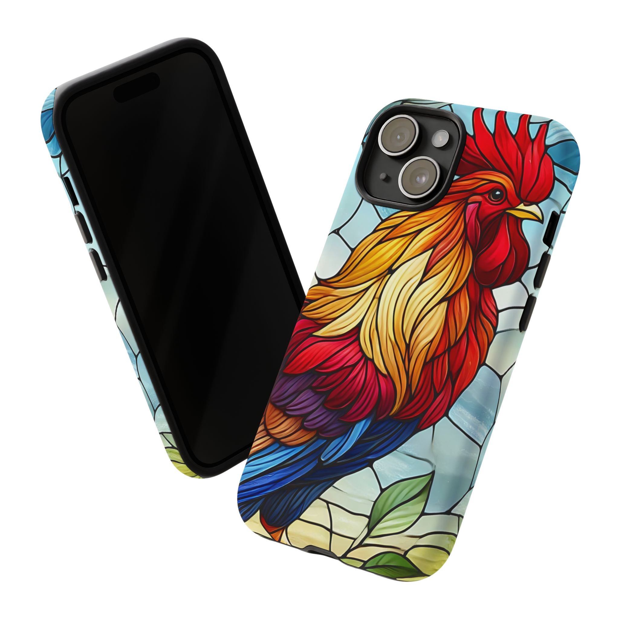 Colorful Stained Glass Rooster Android Case, Tough Protective Phone Cover, Farmhouse Decor Protective Phone Case, Unique Chicken Design