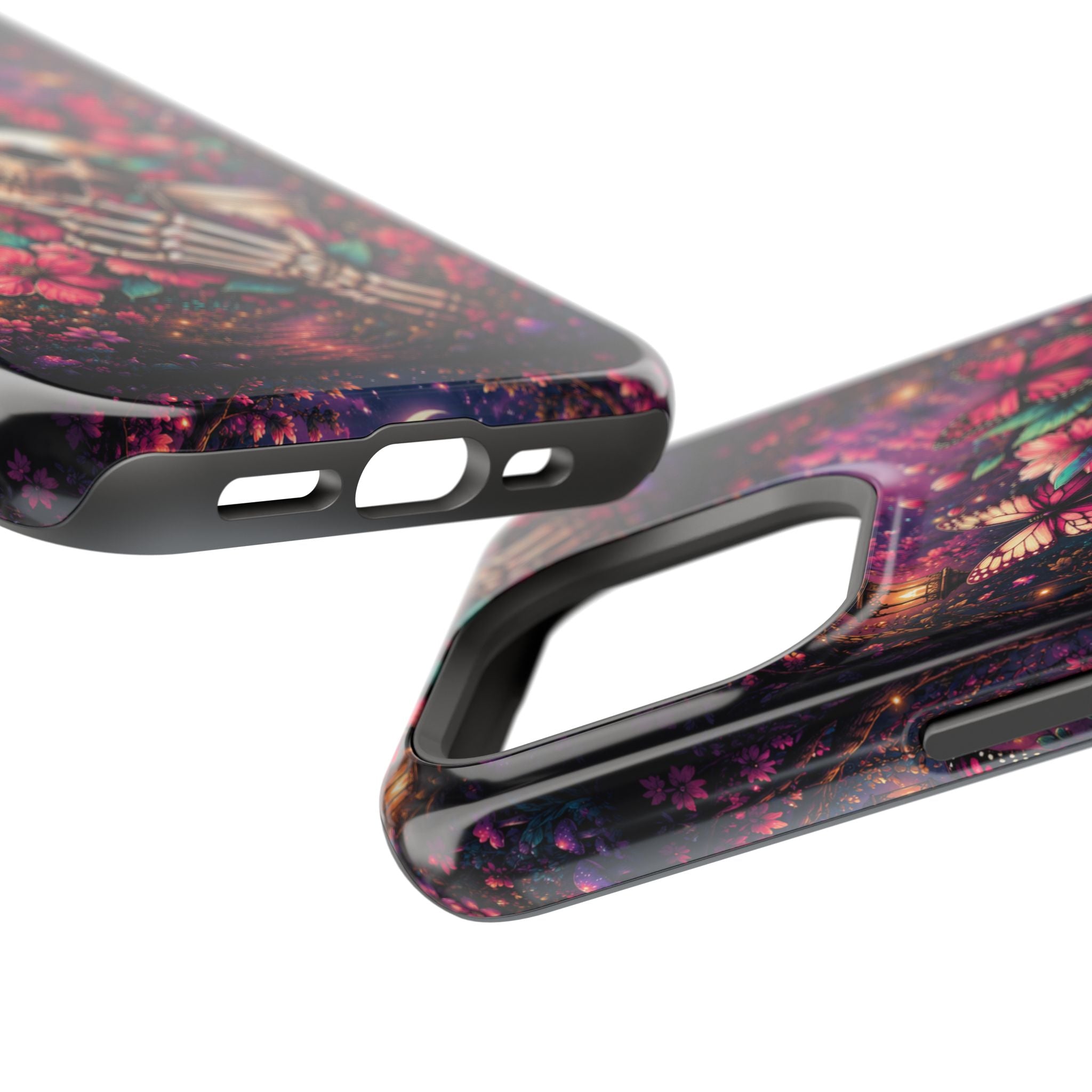 Skull & Butterflies Phone Case – Gothic Floral MagSafe-Compatible Case