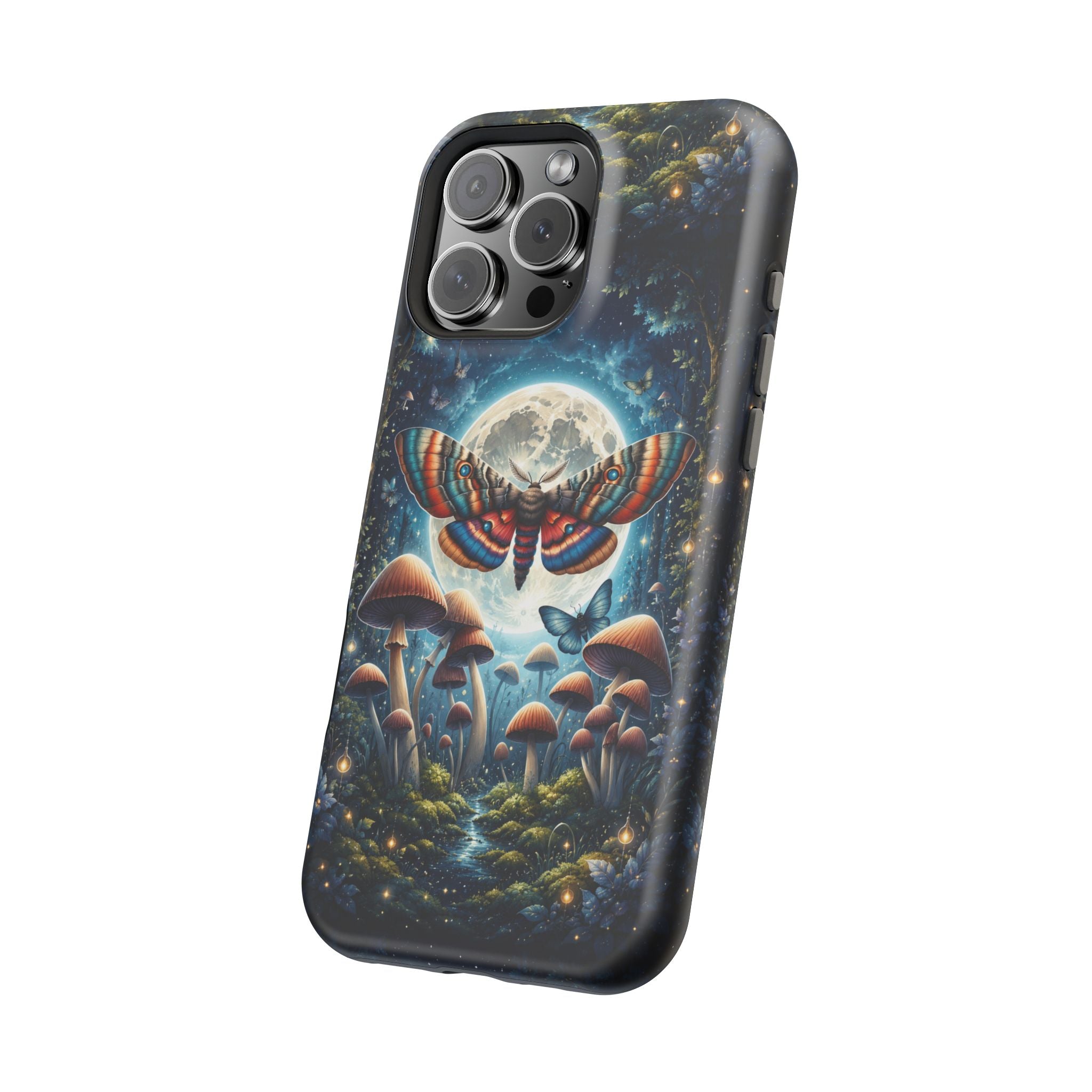 Mystic Moth Moon Phone Case – Whimsical MagSafe-Compatible Cover