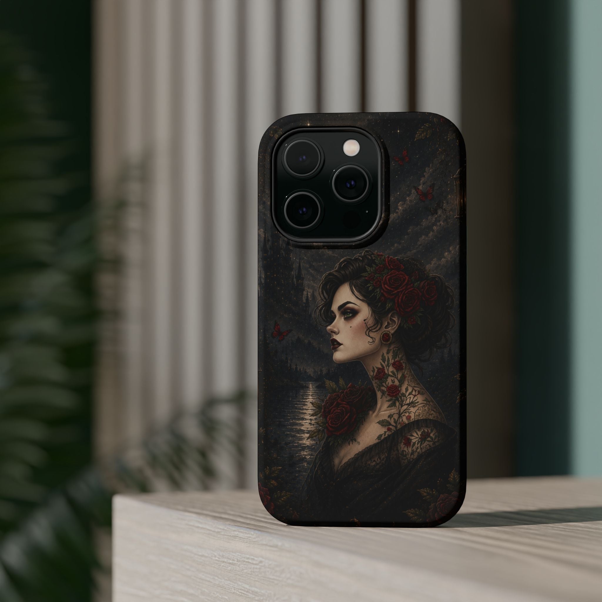 Gothic Rose Portrait Phone Case – Dark Romance MagSafe-Compatible Cover