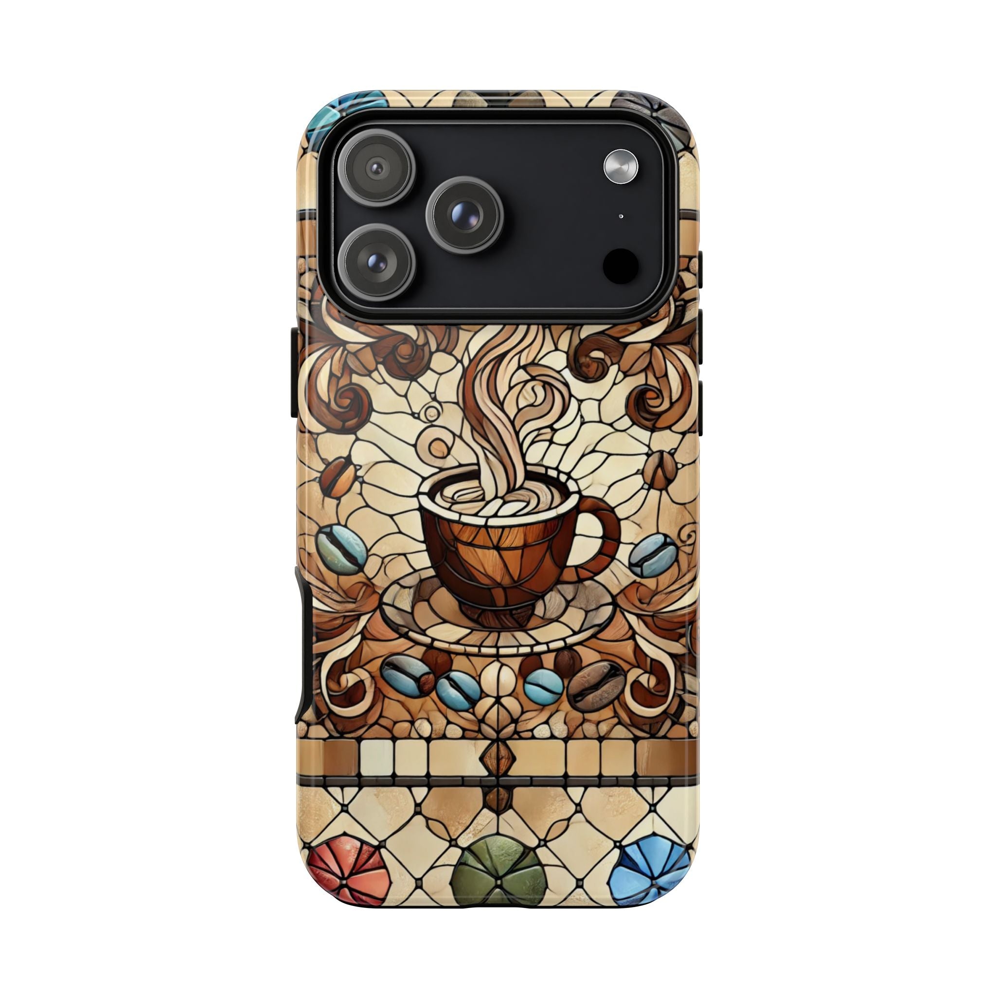 Stained Glass Coffee iPhone Case – Shockproof TPU, 3D Wrap Design