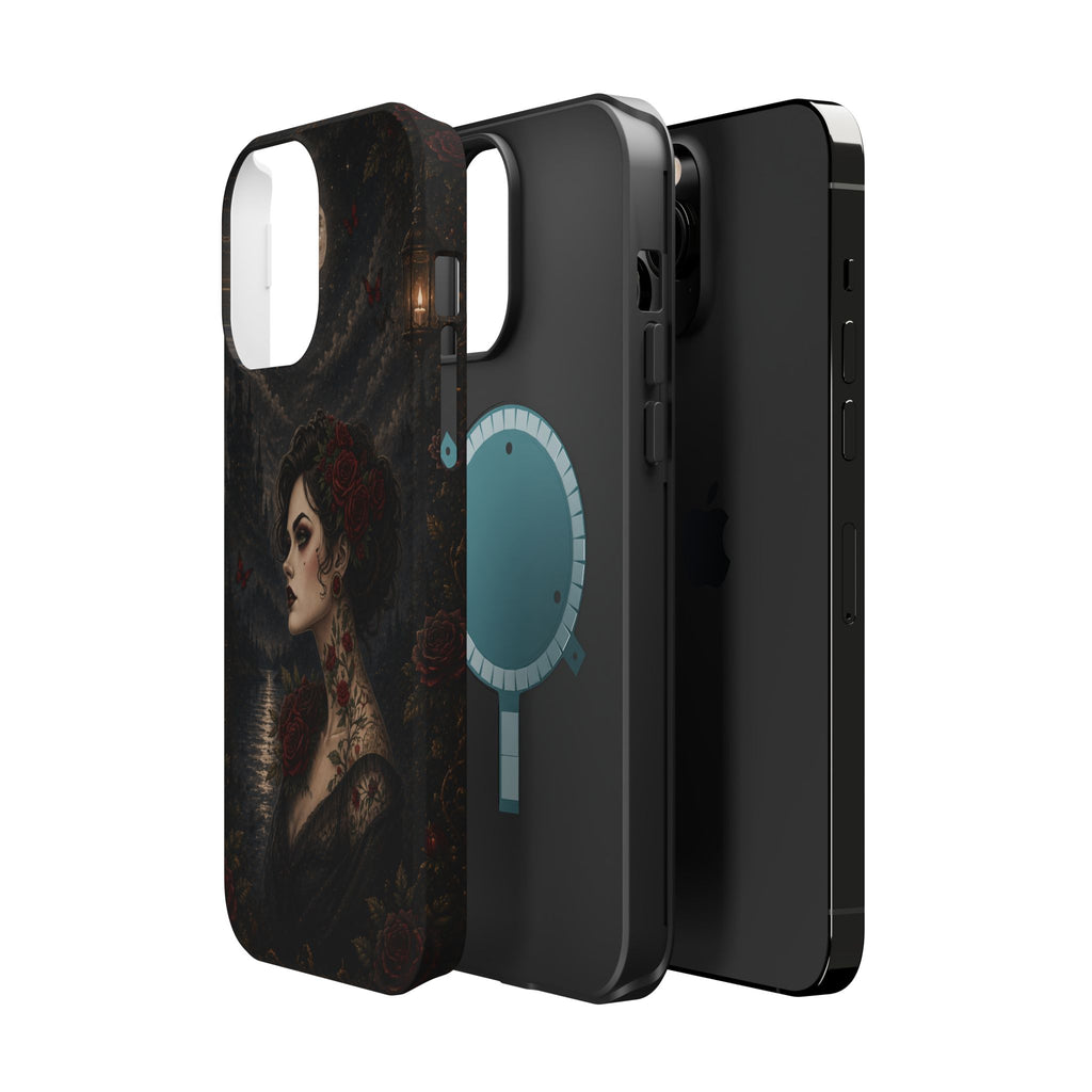 Gothic Rose Portrait Phone Case – Dark Romance MagSafe-Compatible Cover