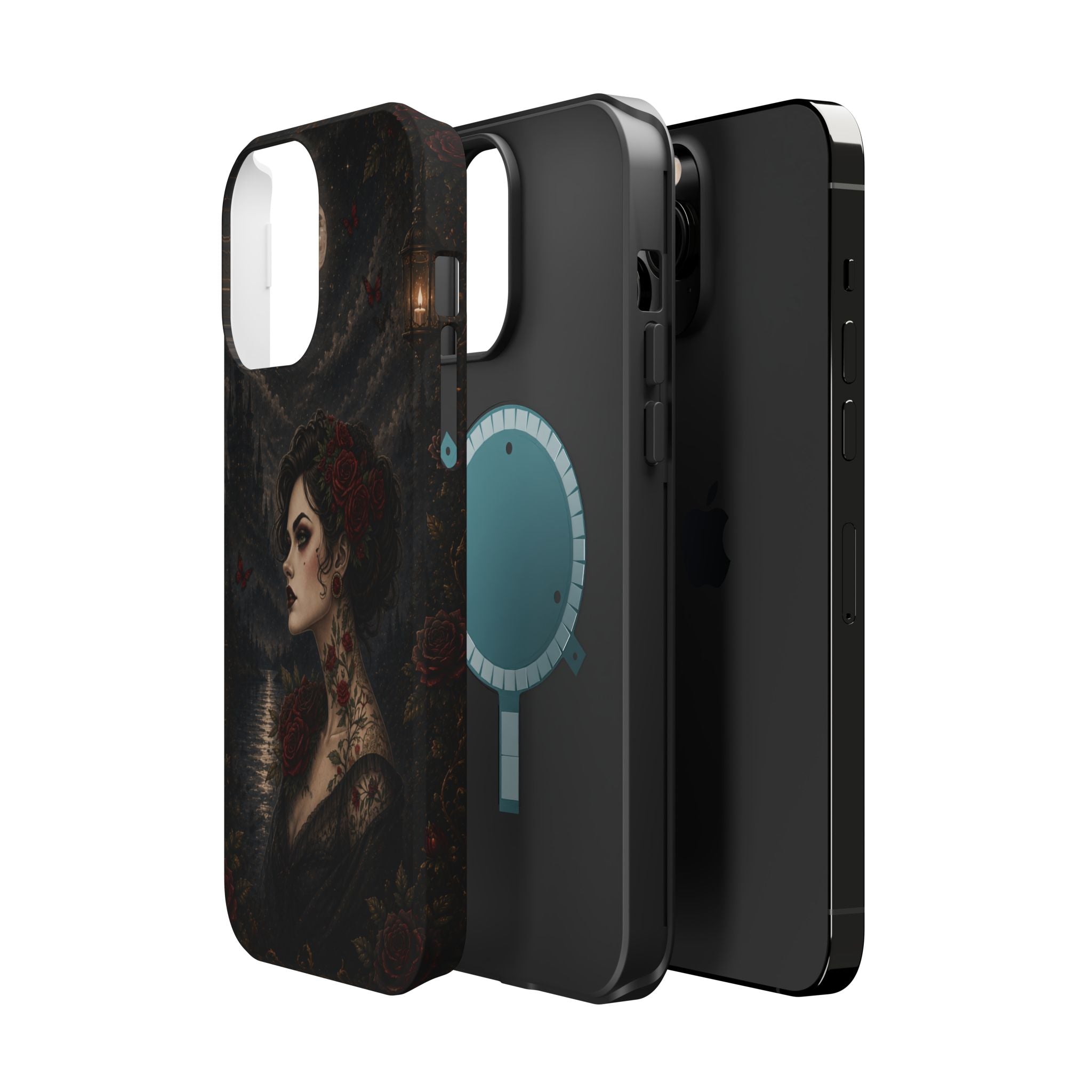 Gothic Rose Portrait Phone Case – Dark Romance MagSafe-Compatible Cover