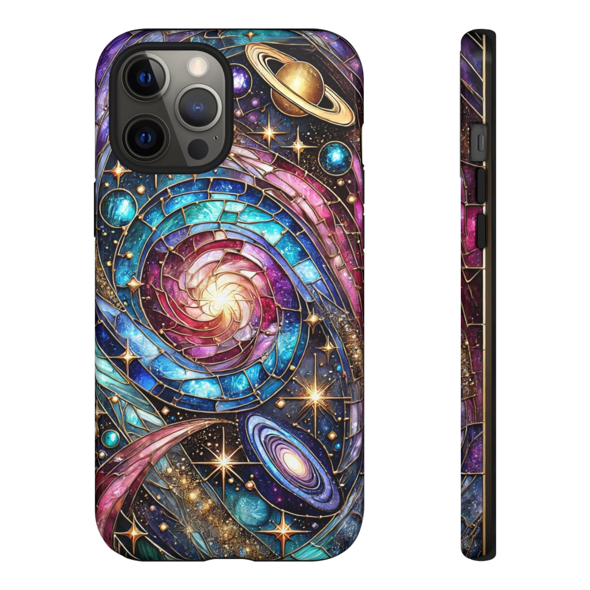 Galaxy Swirl Stained Glass Phone Case – Cosmic Celestial Cover