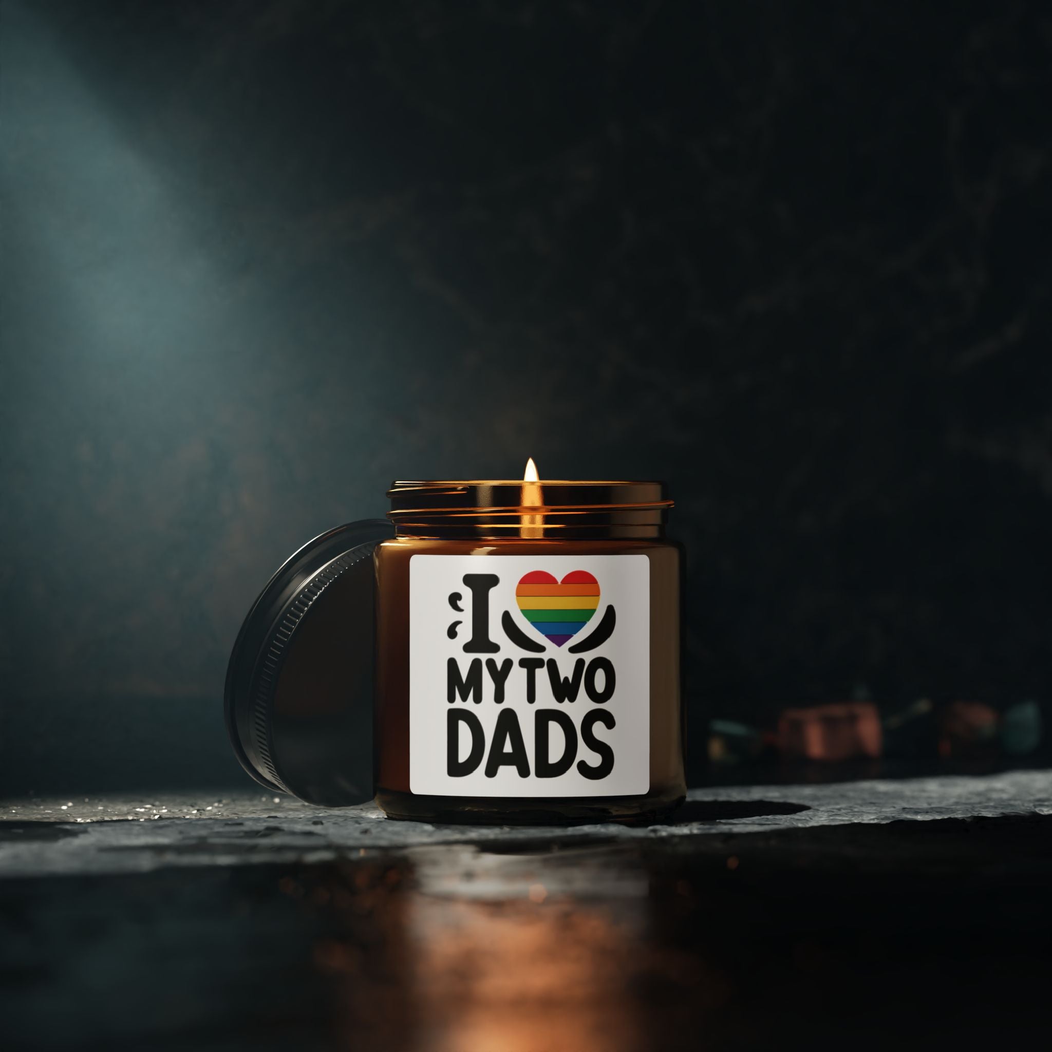 Rainbow Pride Fathers Day Scented Soy Candle, Gift for Gay Dads, LGBTQ+ Pride Month Celebration From Daughter Son, I Love My Two Dads Heart