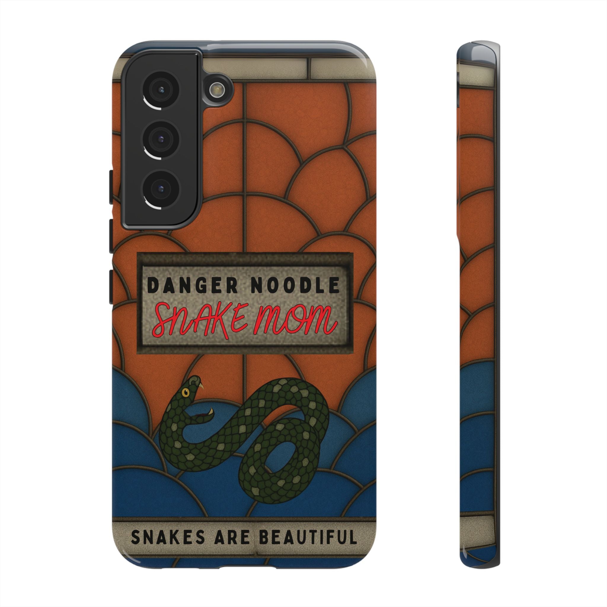 Danger Noodle Snake Mom Phone Case | Snakes Are Beautiful |Stained Glass Snake Art | Funny Snake Lover Gift |  Reptile Mom Phone Cover