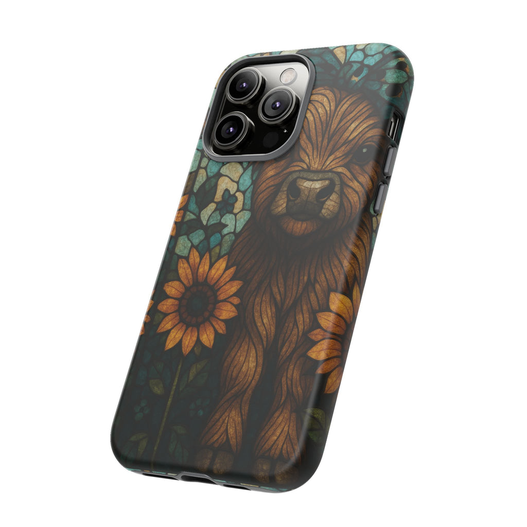 Stained Glass Baby Cow Phone Case – Sunflower Farmhouse Animal Design