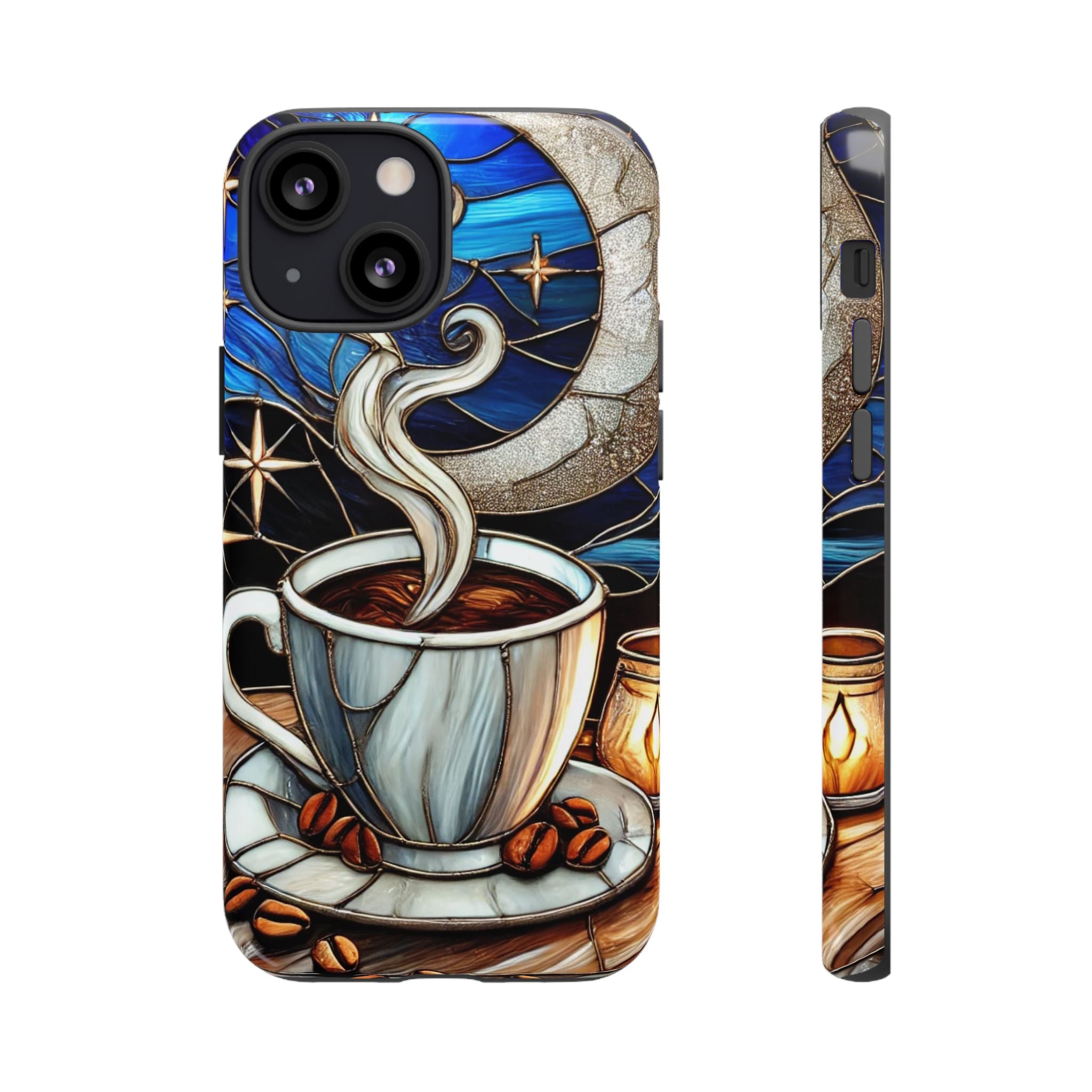 Stained Glass Coffee Phone Case – Cozy Artistic Design for Coffee Lovers